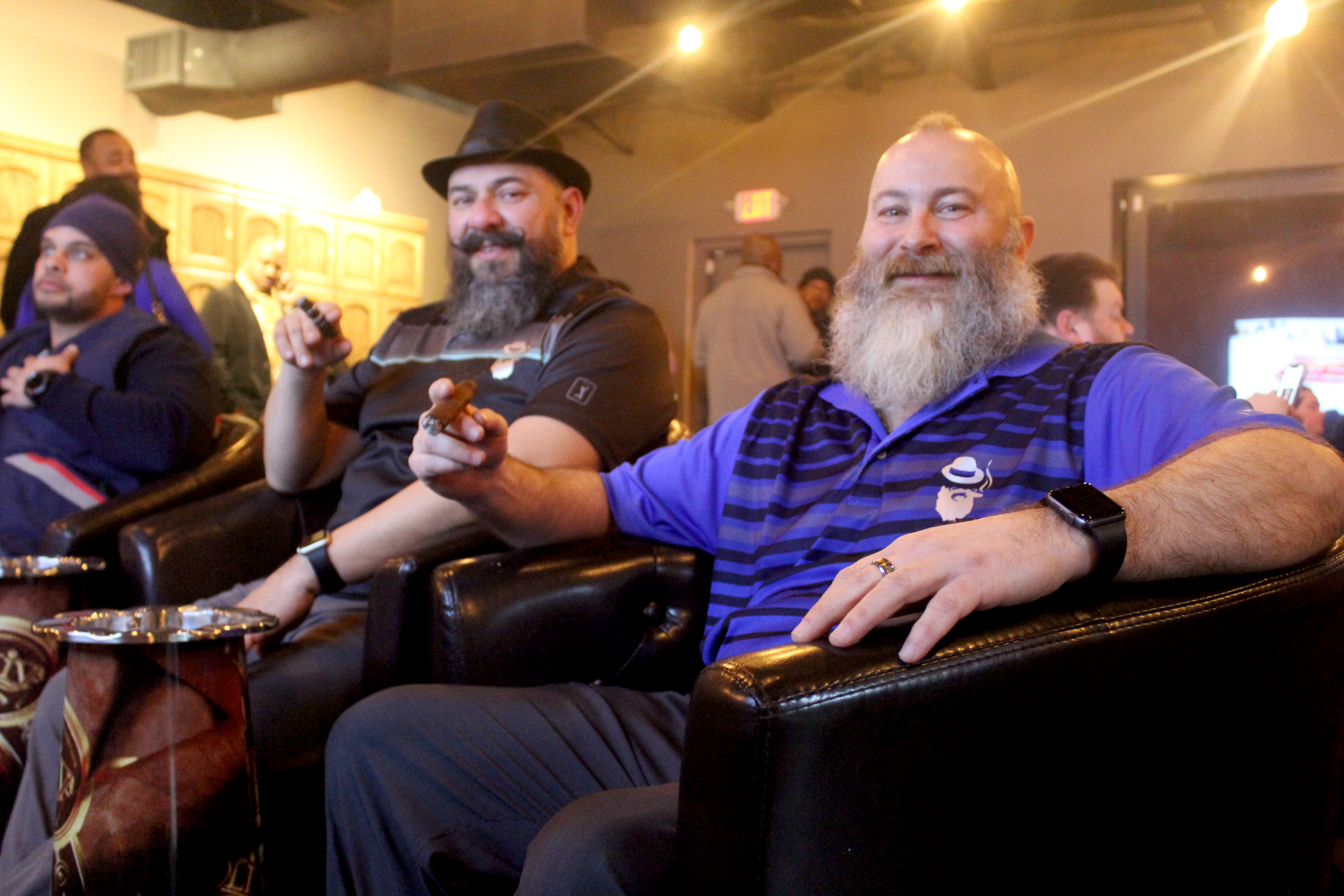 Gonzo Gonzales (left) and his husband Bryan Emerson (right) celebrated the grand opening of B&G's Cigar Lounge on Feb. 7, 2020. It was Super Bowl weekend.