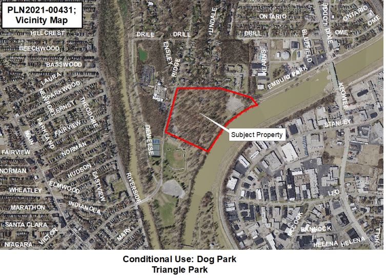 The city proposes moving Deeds Point Dog Park to this site at Triangle Park.  CONTRIBUTED