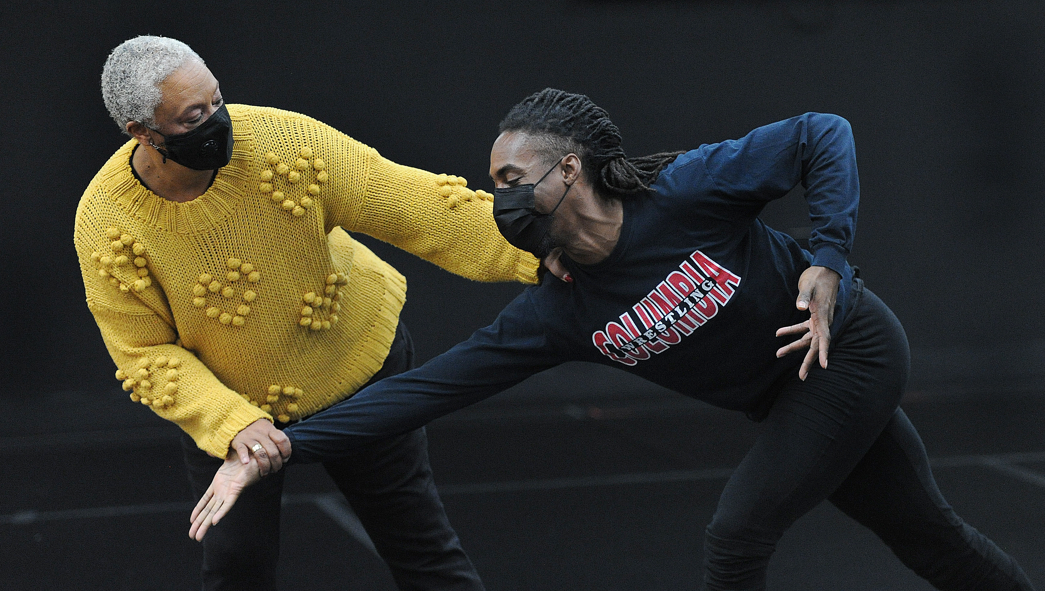 Dayton Contemporary Dance Company Chief Artistic and Producing Director Debbie Blunden-Diggs works with the company dancers Thursday Feb. 10, 2022. MARSHALL GORBY\STAFF