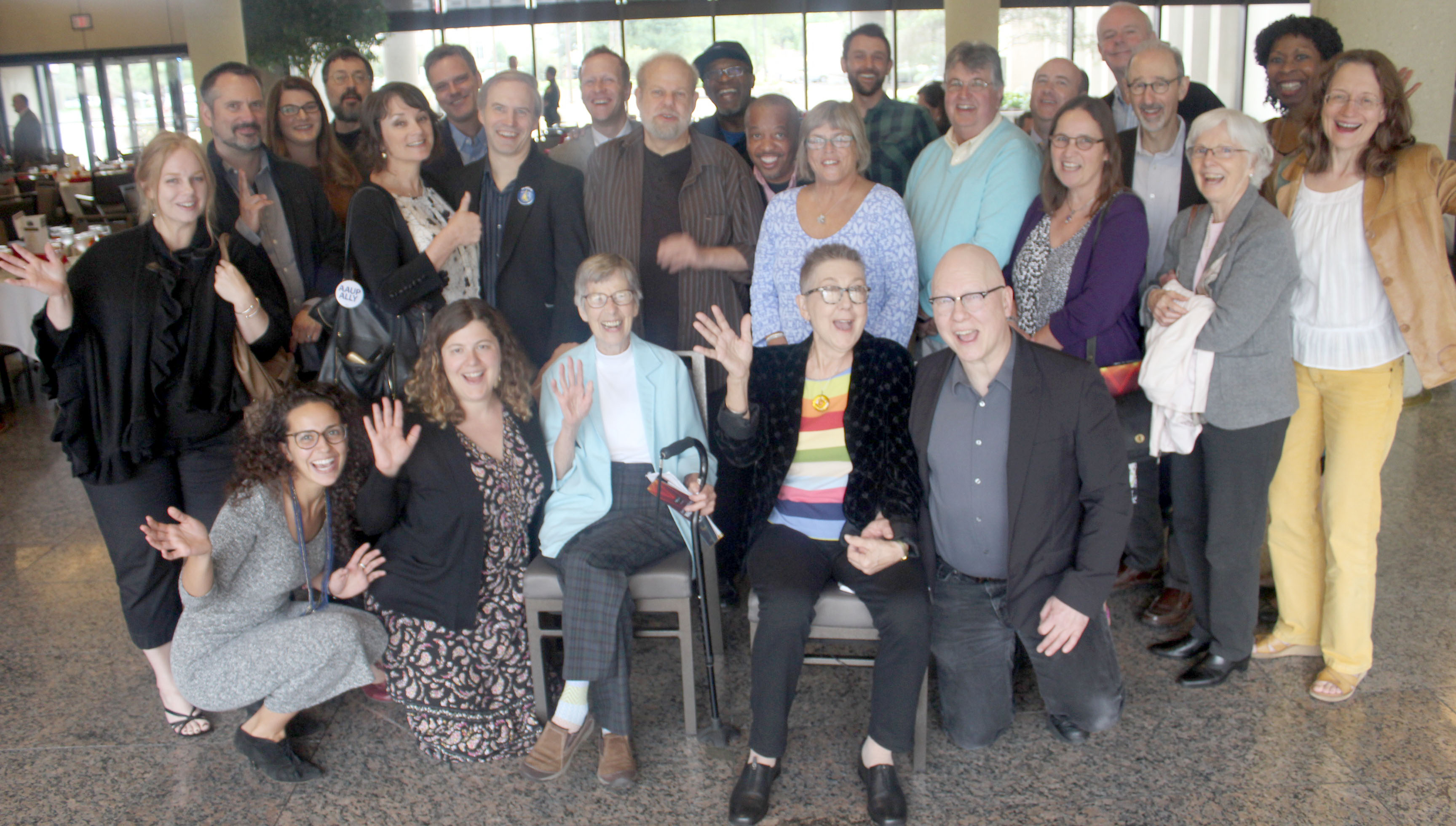 Filmmaker Julia Reichert (center in striped shirt) and her supporters, at the Dayton Region's Walk of Fame Luncheon.