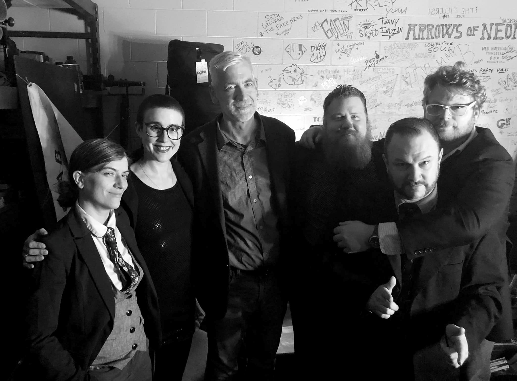 Nick Kizirnis (center) and fellow musicians Paige Beller, Kate Wakefield, Patrick Himes, Brian Hoeflich, and Brian Graeney. PHOTO BY JENNIFER TAYLOR