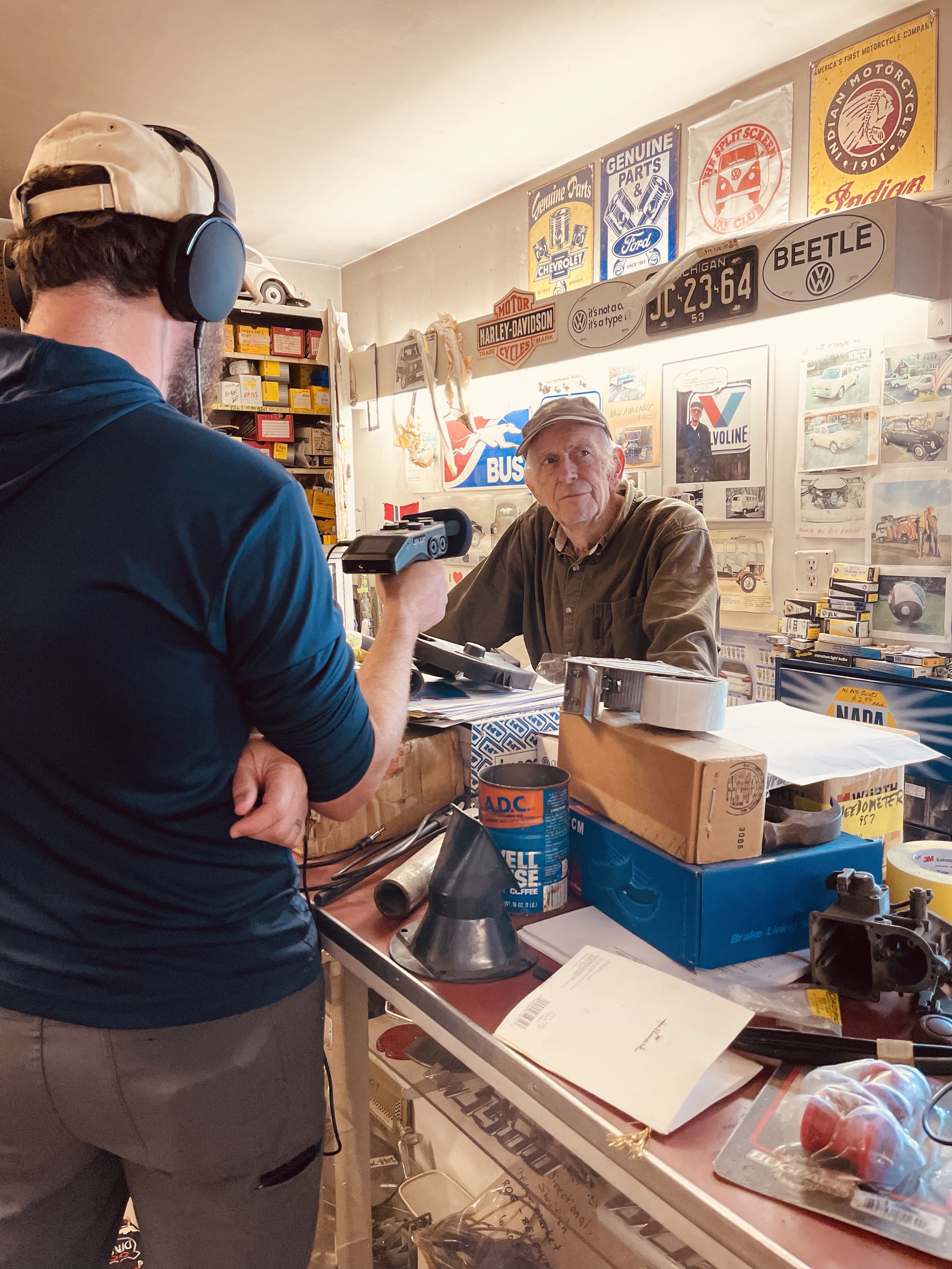 Ryan interviews John Hamil of John’s Car Corner in West Minster, Vermont. PHOTO COURTESY: MIRACLE IRELAND