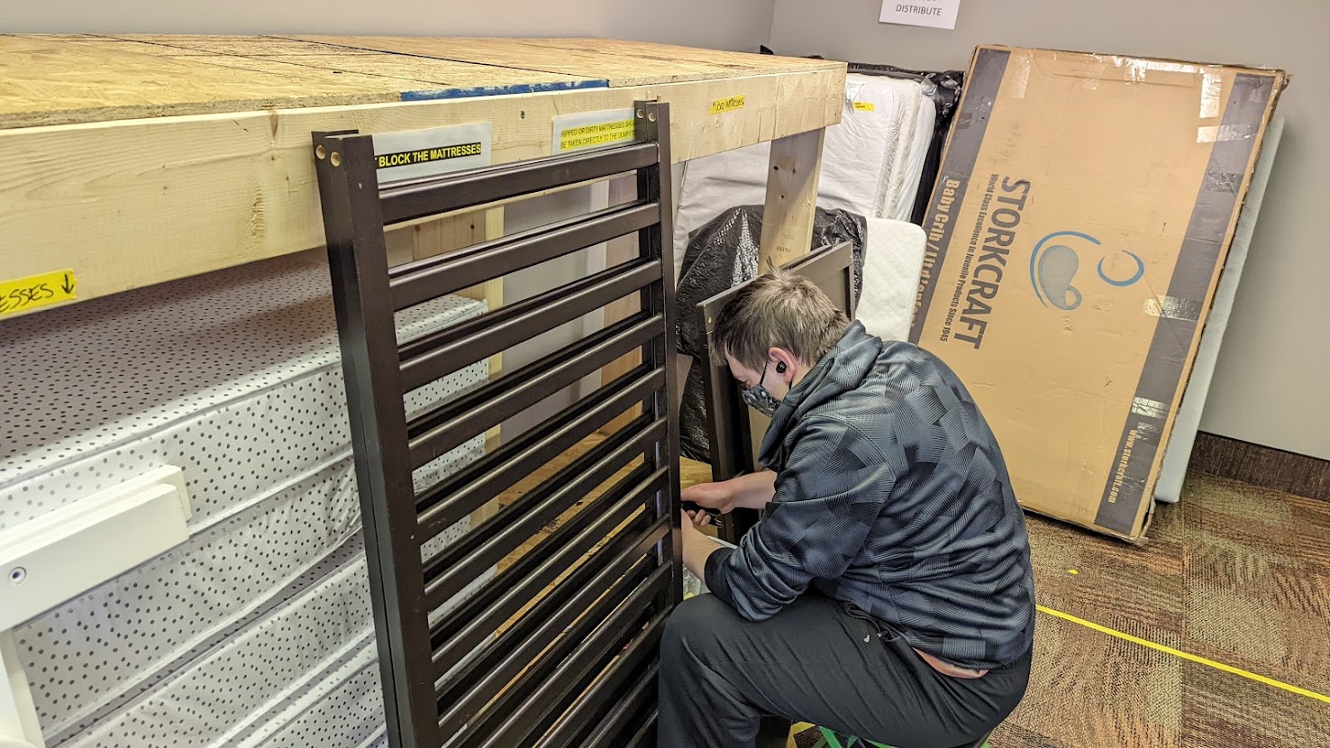 Hannah’s Treasure Chest has received an unprecedented number of requests for cribs. The organization assembles the furniture before delivering to families. CONTRIBUTED