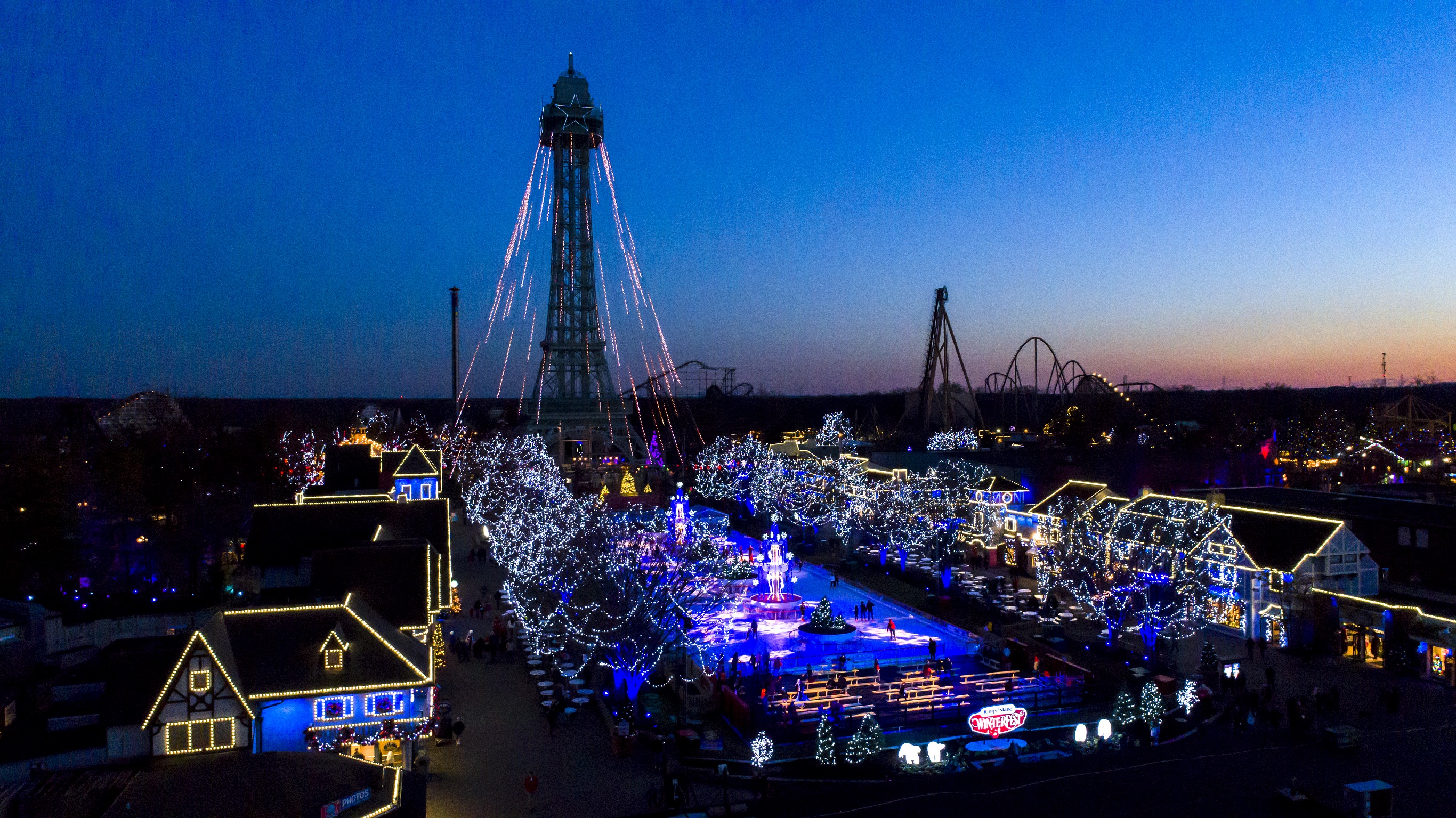 Kings Island will turn into a winter wonderland during the holiday season with gorgeous lights, including an illuminated Eiffel Tower, and an outdoor ice rink. WinterFest returns bigger and better in 2018 with rides, shops, shows, treats, carriage rides, skating and more. The special event opens on Friday, Nov. 23, 2018. CONTRIBUTED