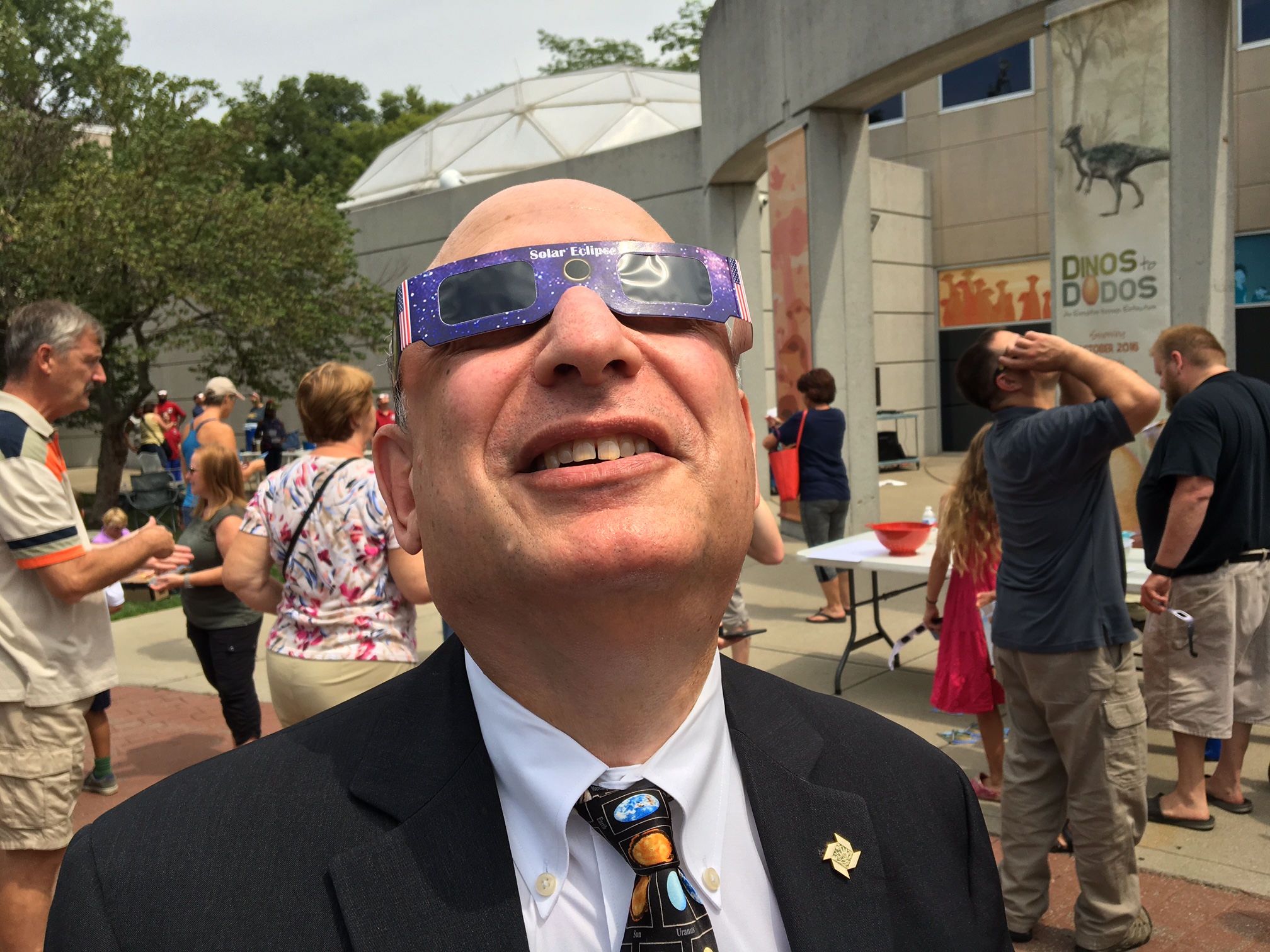 Mark J. Meister, president and CEO of the Dayton Society of Natural History, said some young people who watched the eclipse Monday at the Boonshoft Museum of Discovery may pursue careers in science as a result. CHRIS STEWART / STAFF