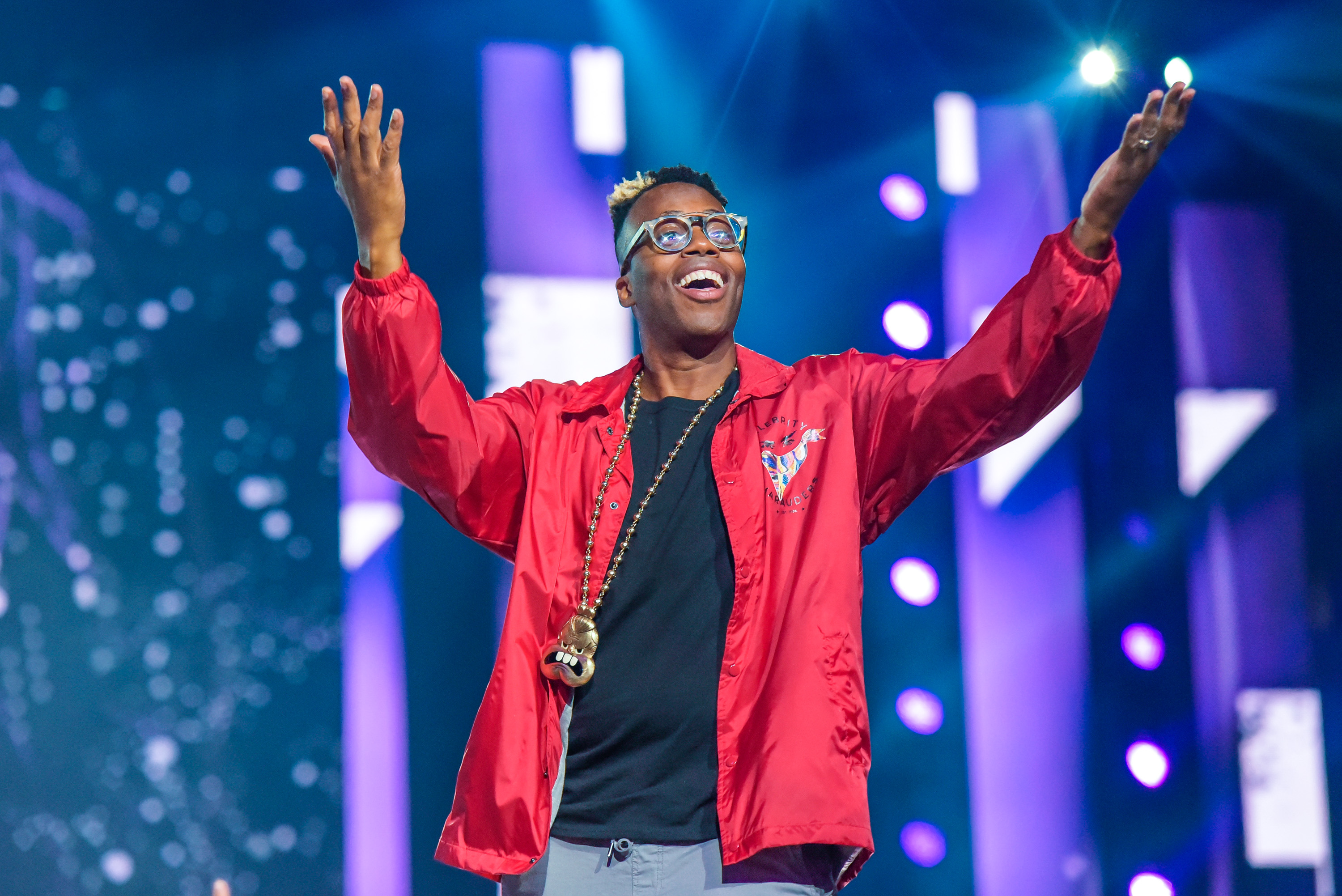 TORONTO, ON - SEPTEMBER 20: Kardinal Offishall of Celebrity Marauders hosts the 2018 WE Day Toronto Show at Scotiabank Arena on September 20, 2018 in Toronto, Canada. (Photo by Dominik Magdziak/Getty Images)