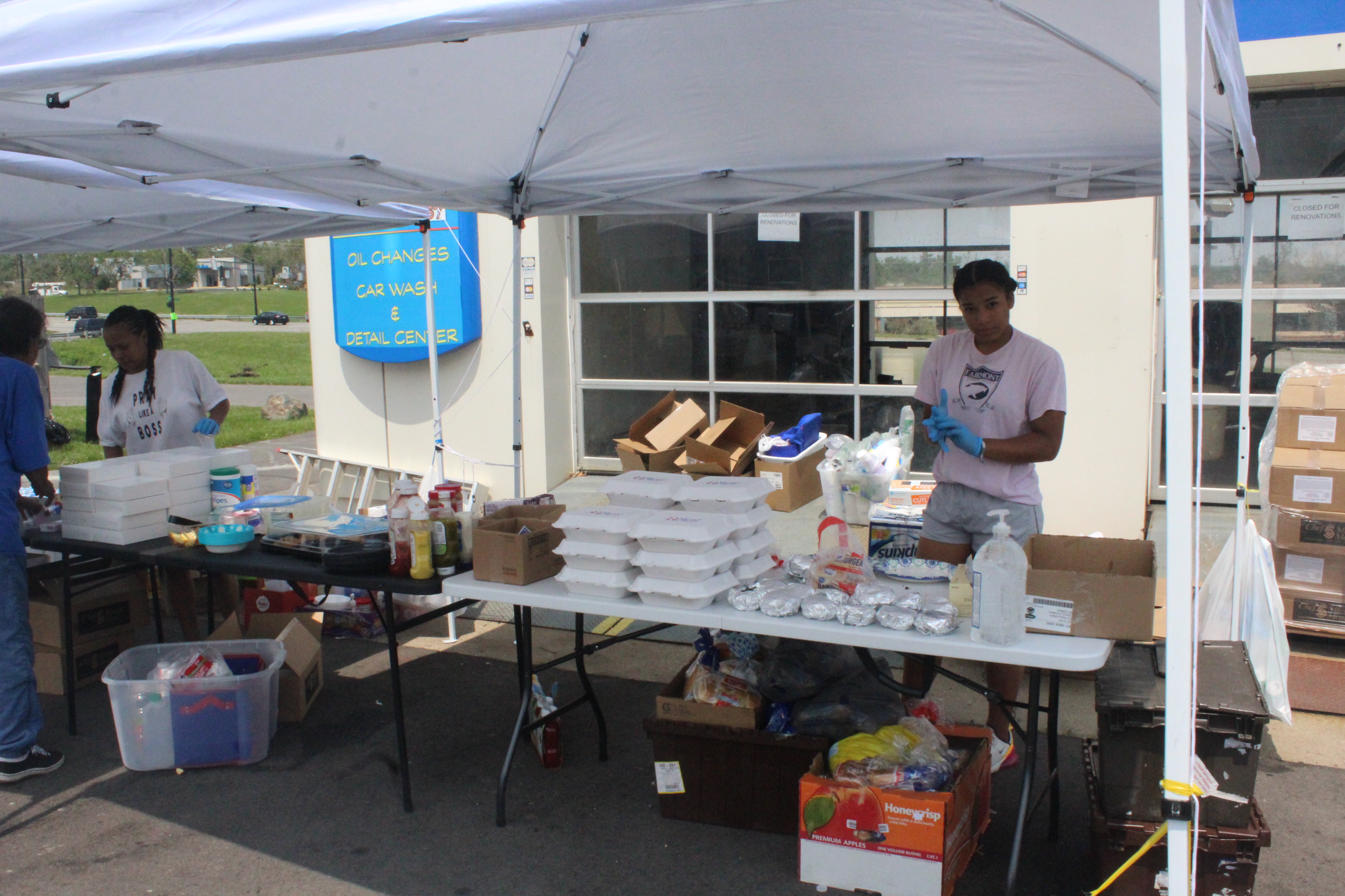 A donation center was set up following last week's tornadoes at Pippin’s Market in Trotwood. Needed items include cleaning supplies, deodorant, body wash and baby items like diapers, wipes, baby food and formula.