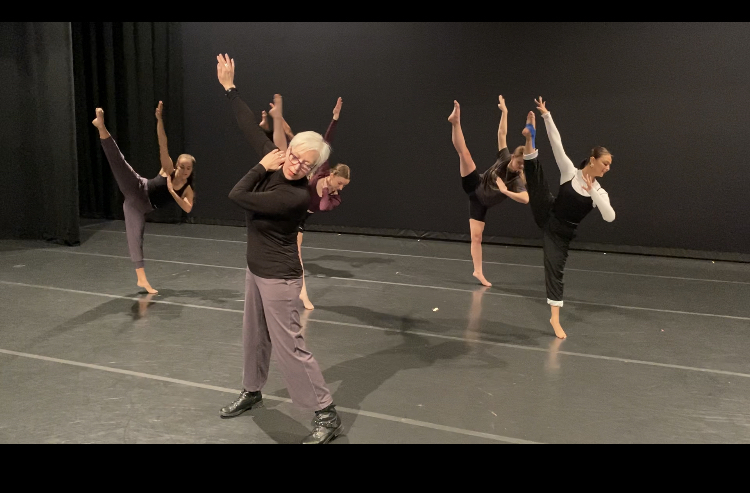 WSU dance professor and choreographer Teressa "Terri" McWilliams rehearses with dance students for the Spring Dance Concert presentation of “Exits”. CONTRIBUTED