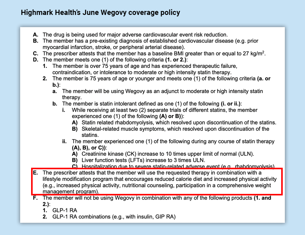 does highmark cover glp 1 Wegovy coverage requirements vary between UnitedHealth, Kaiser