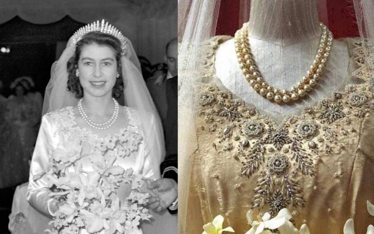 Tela hecha con gusanos de seda y otros secretos del vestido de la Reina  Isabel