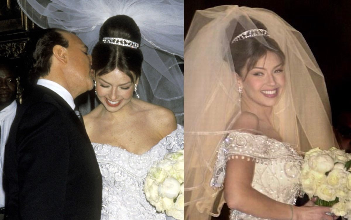 Thalía quería una cola de 61 mts. y otros secretos de su inolvidable vestido  de novia