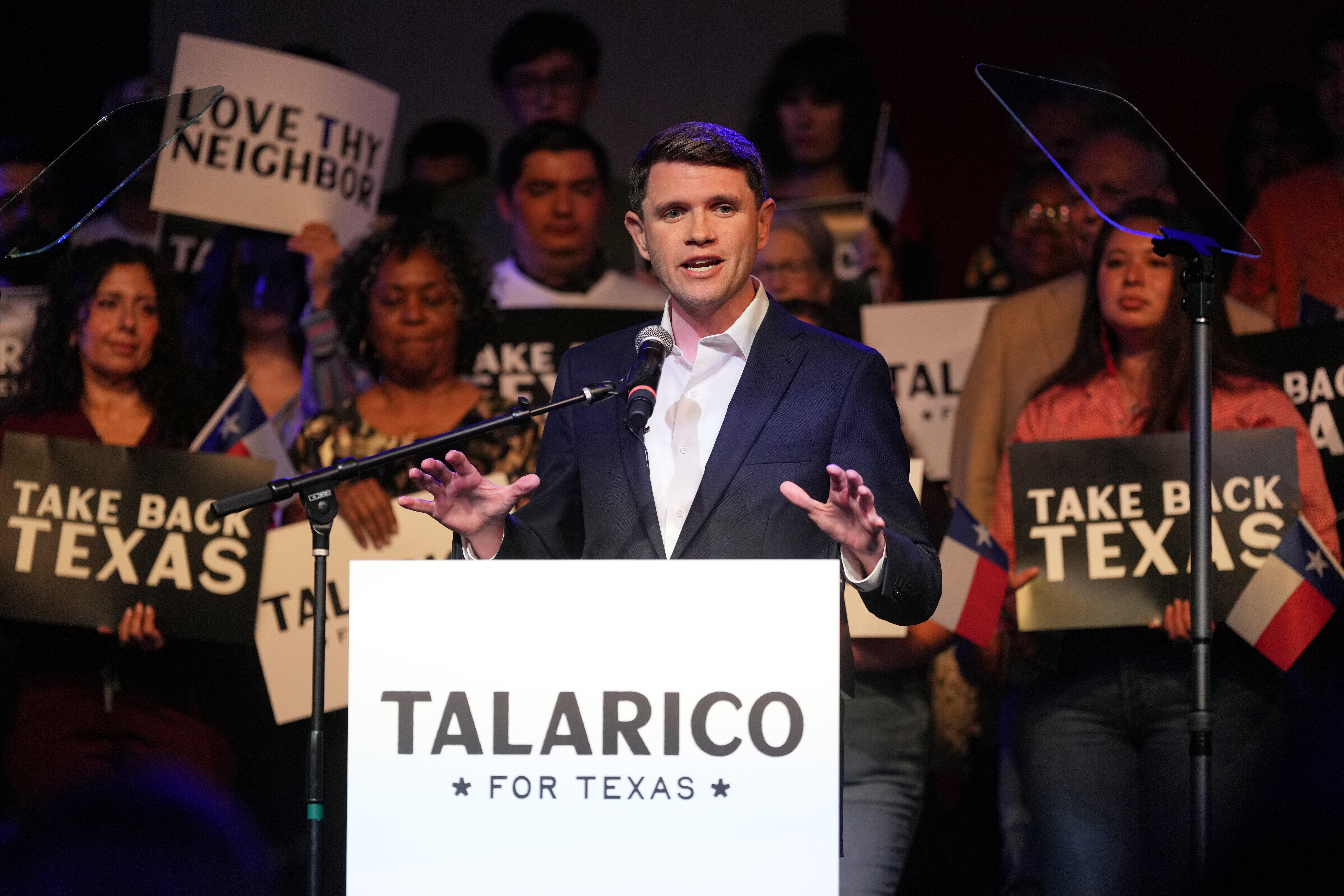 James Talarico speaking after winning the Texas Democratic Senate primary in March 2026