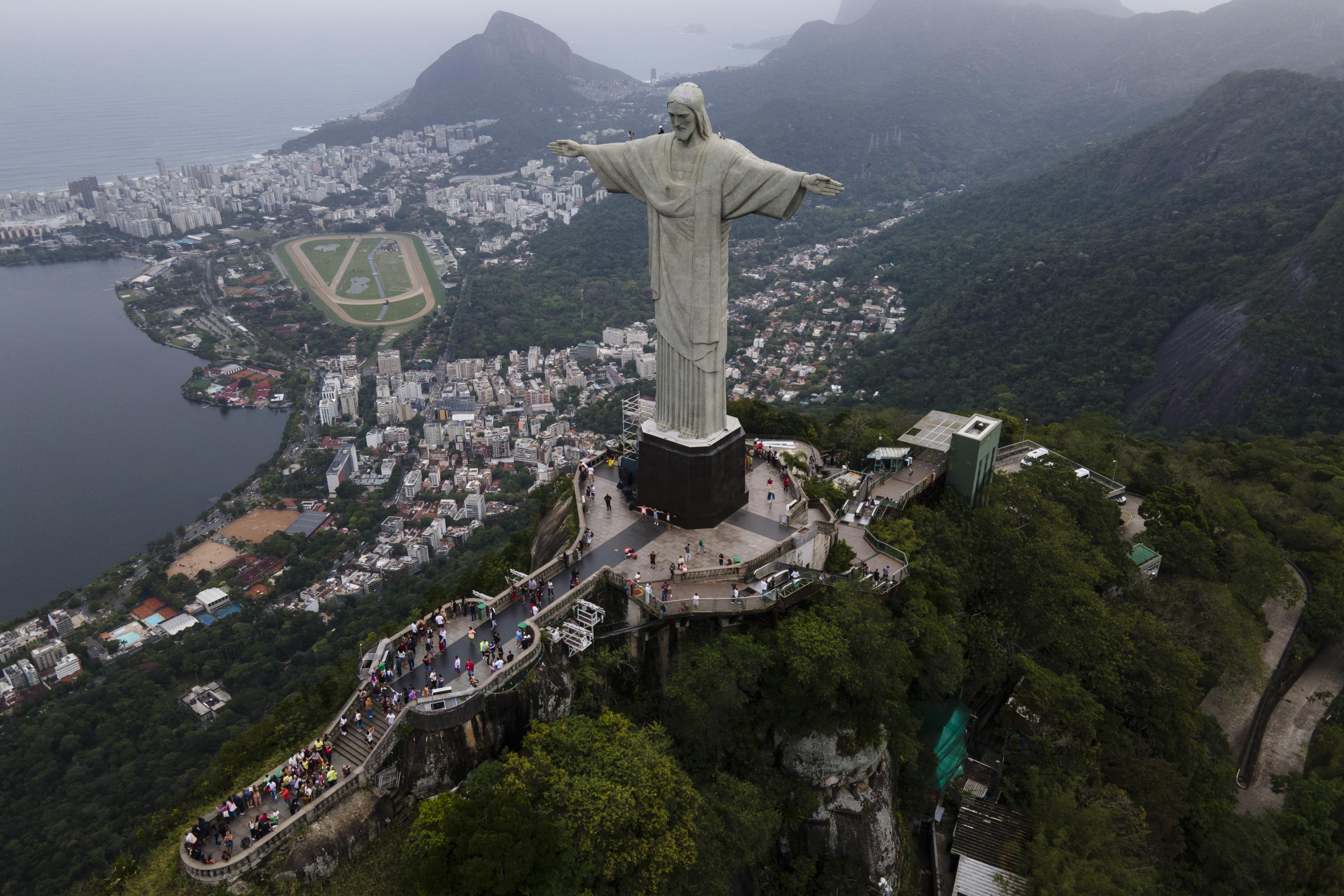Taylor Swift T-shirt projected onto Brazil's Christ the Redeemer statue