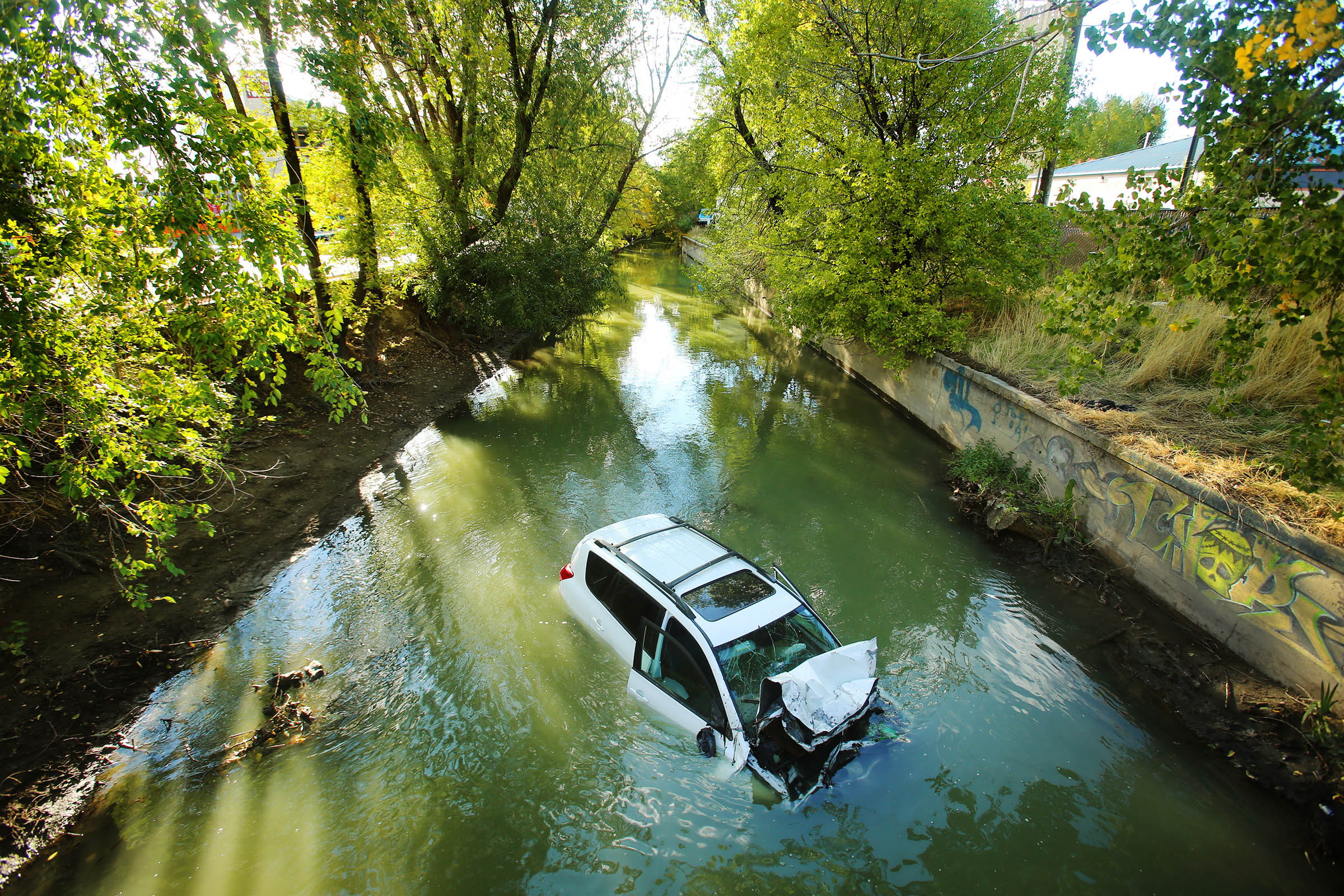 Submerged Car In Water