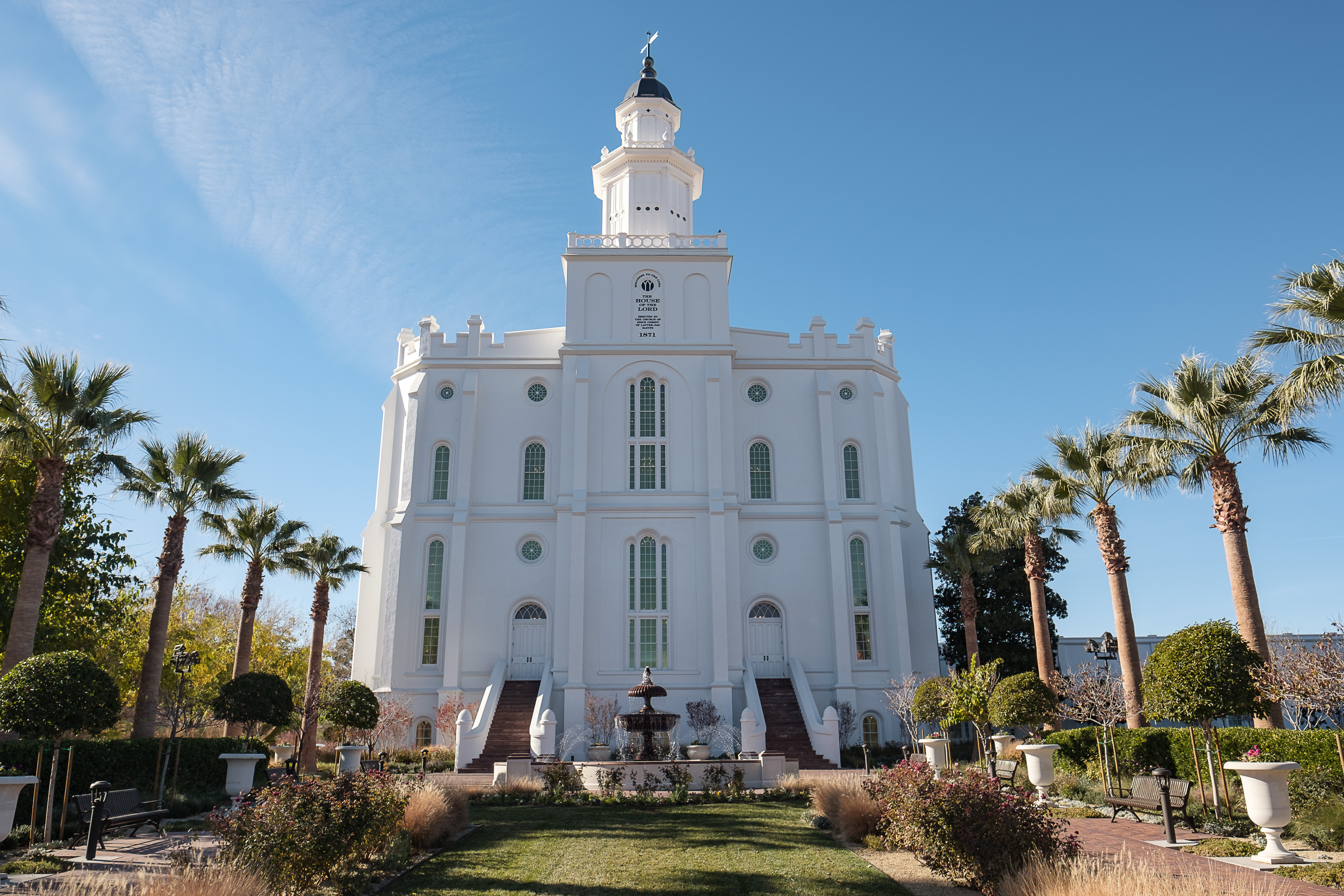 3dRose Gartenflagge St. George LDS Temple Utah – 30,5x45,7 Cm, Lebhafte Rot & Blau Töne, Aus Polyester, Einseitiger Druck