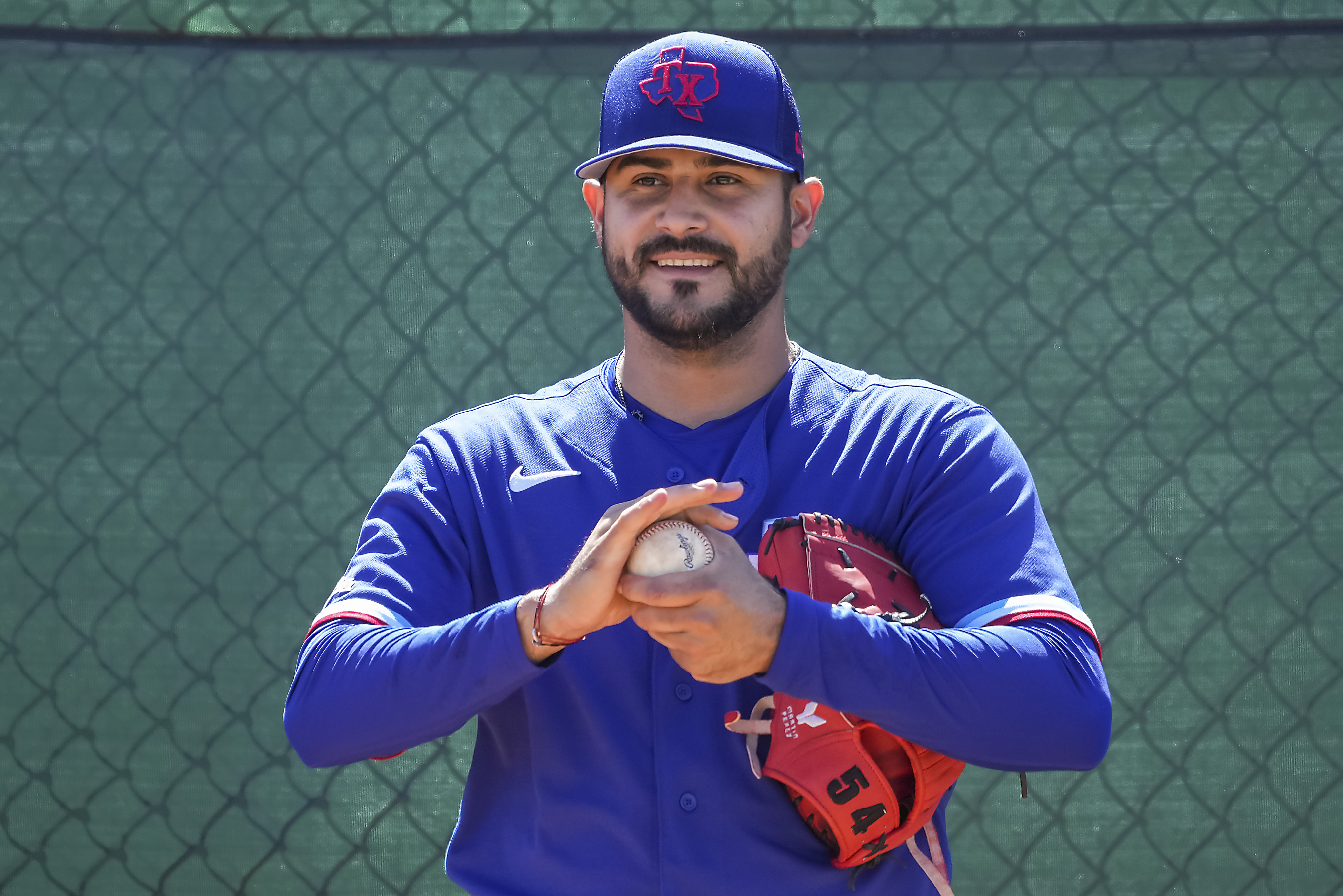 Texas Rangers starting pitcher Martin Perez (54) during the MLB game  between the Texas Ranges and the Houston Astros on Friday, April 14, 2023  at Minu Stock Photo - Alamy