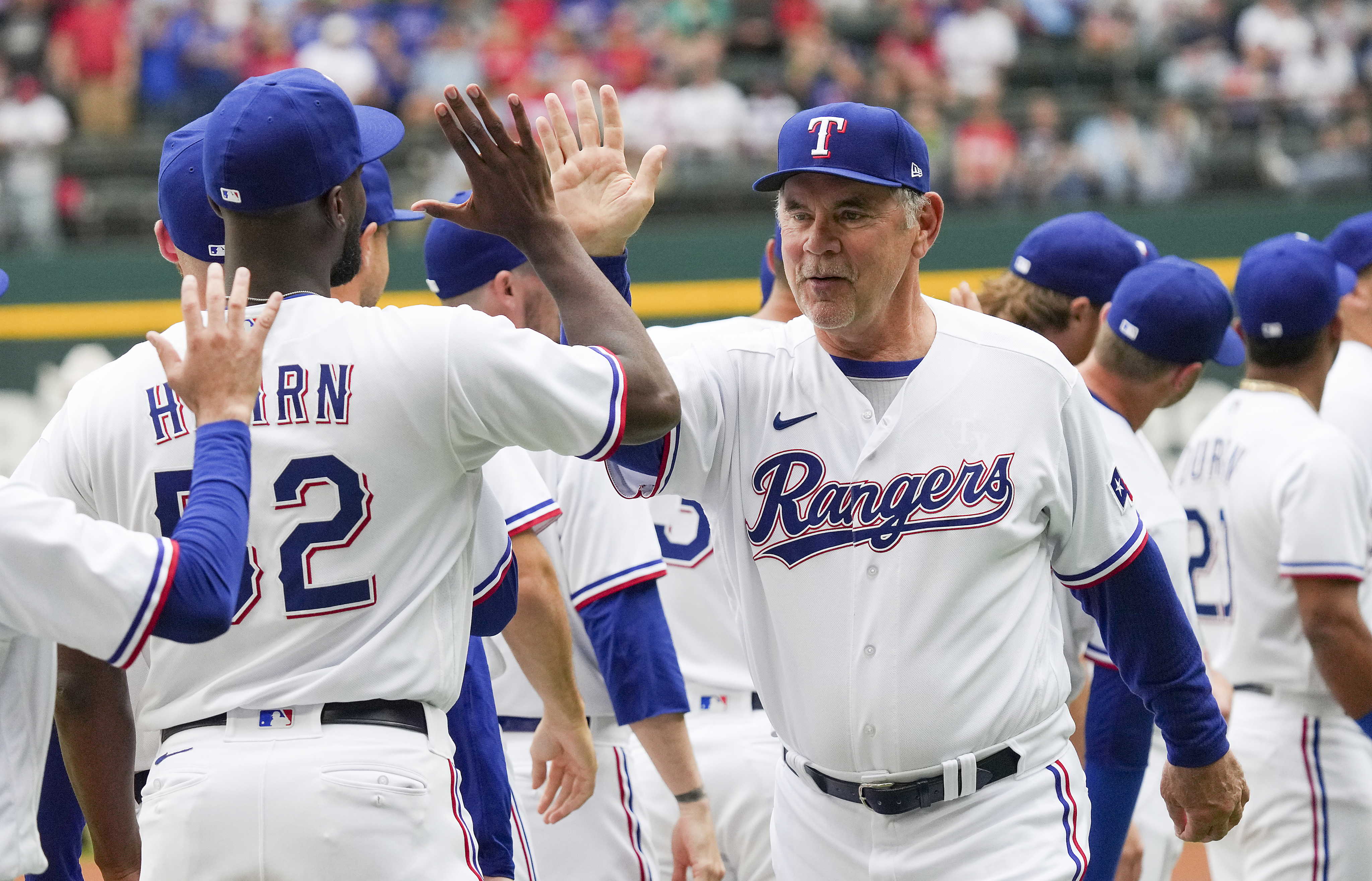 Rangers manager Bruce Bochy discusses start of 2023 season, Josh Smiths hit-by-pitch