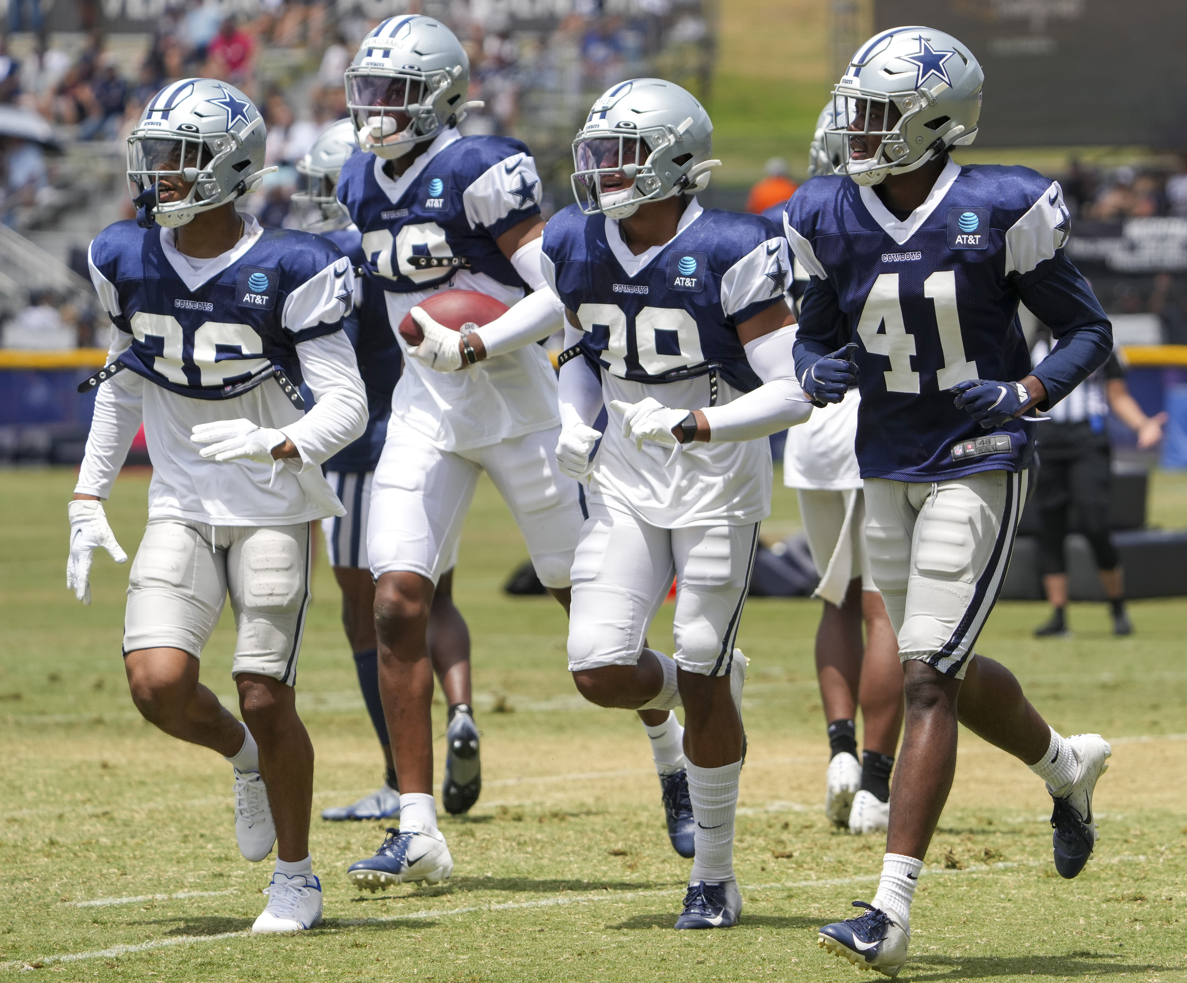 Dallas Cowboys cornerback Trevon Diggs (7) warms up before playing