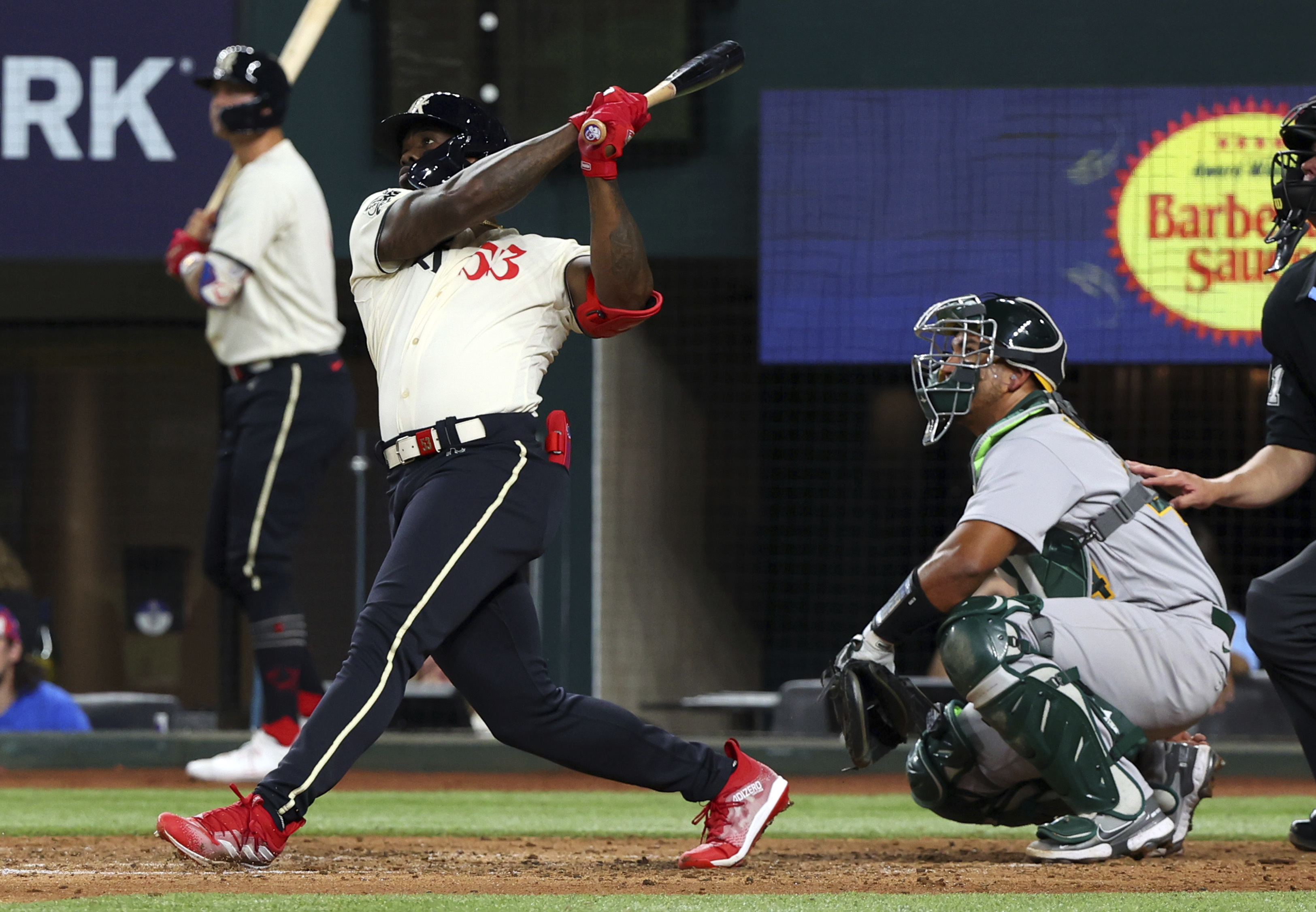 Adolis Garcia hits three home runs against Athletics