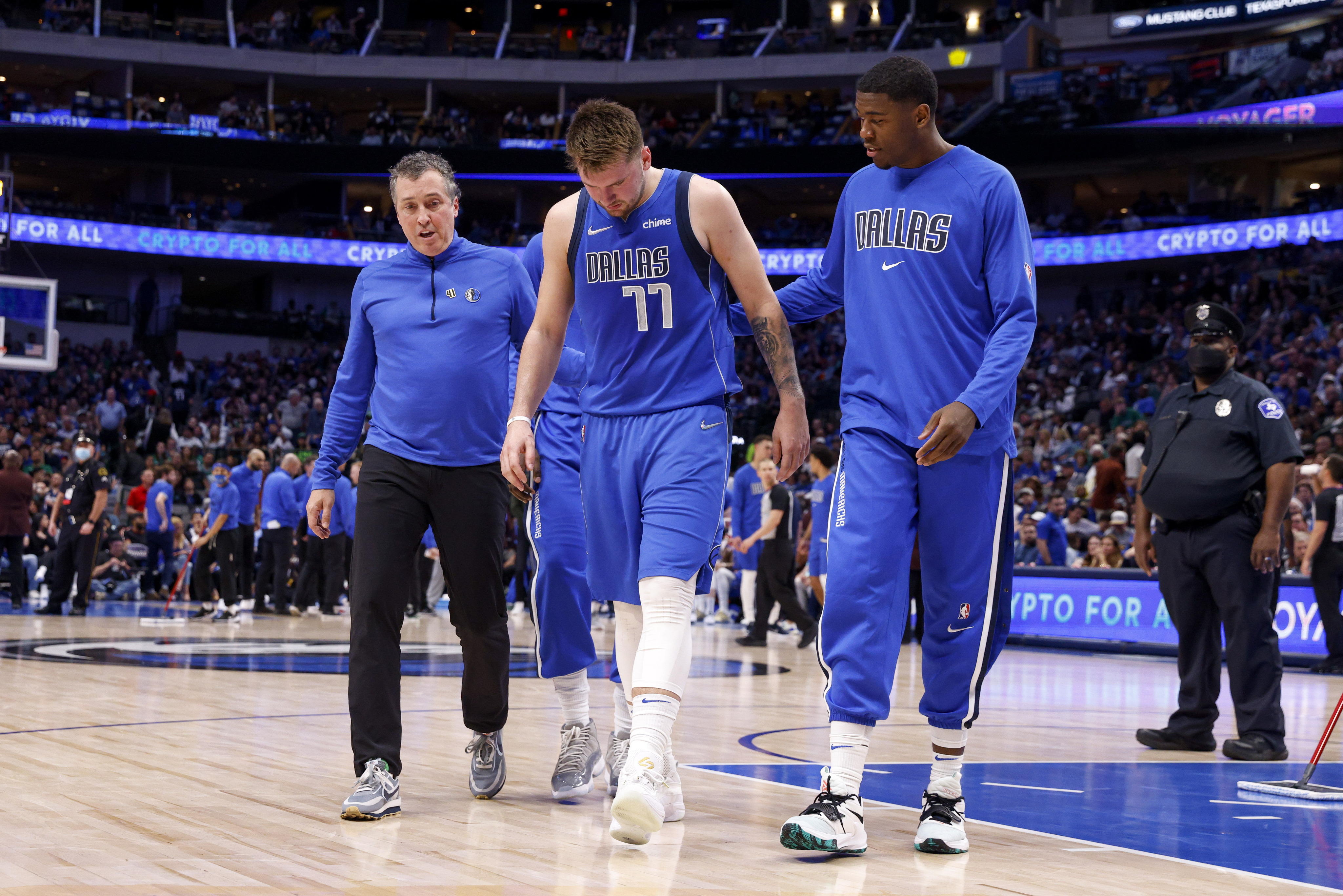 The Athletic on X: The Dallas Mavericks announce that an MRI confirms a  left calf strain for Luka Dončić. Dončić has begun treatment and there is  no timetable for his return ahead