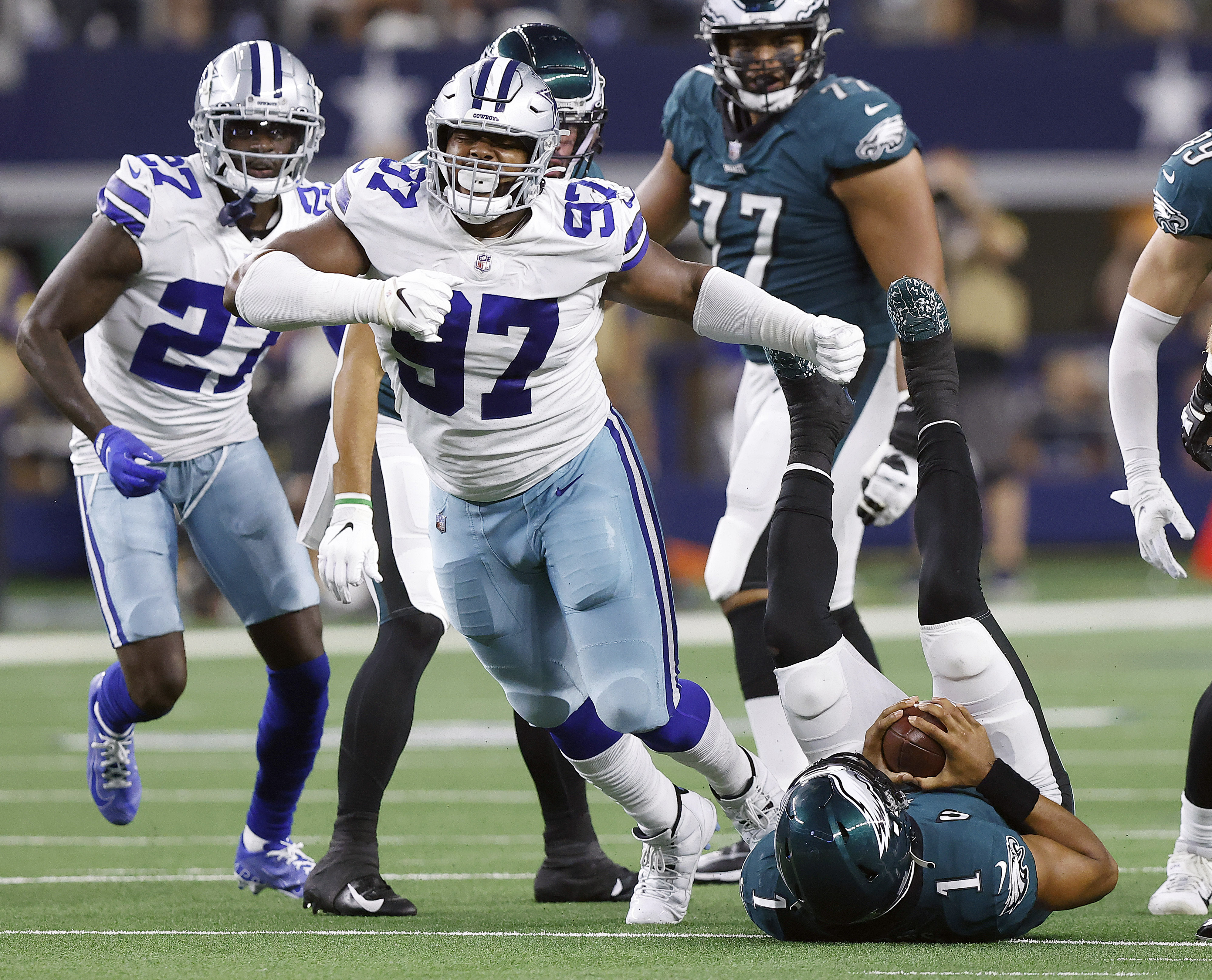 Dallas Cowboys defensive tackle Osa Odighizuwa (97) is seen after an NFL  football game against the Chicago Bears, Sunday, Oct. 30, 2022, in  Arlington, Texas. Dallas won 49-29. (AP Photo/Brandon Wade Stock Photo -  Alamy