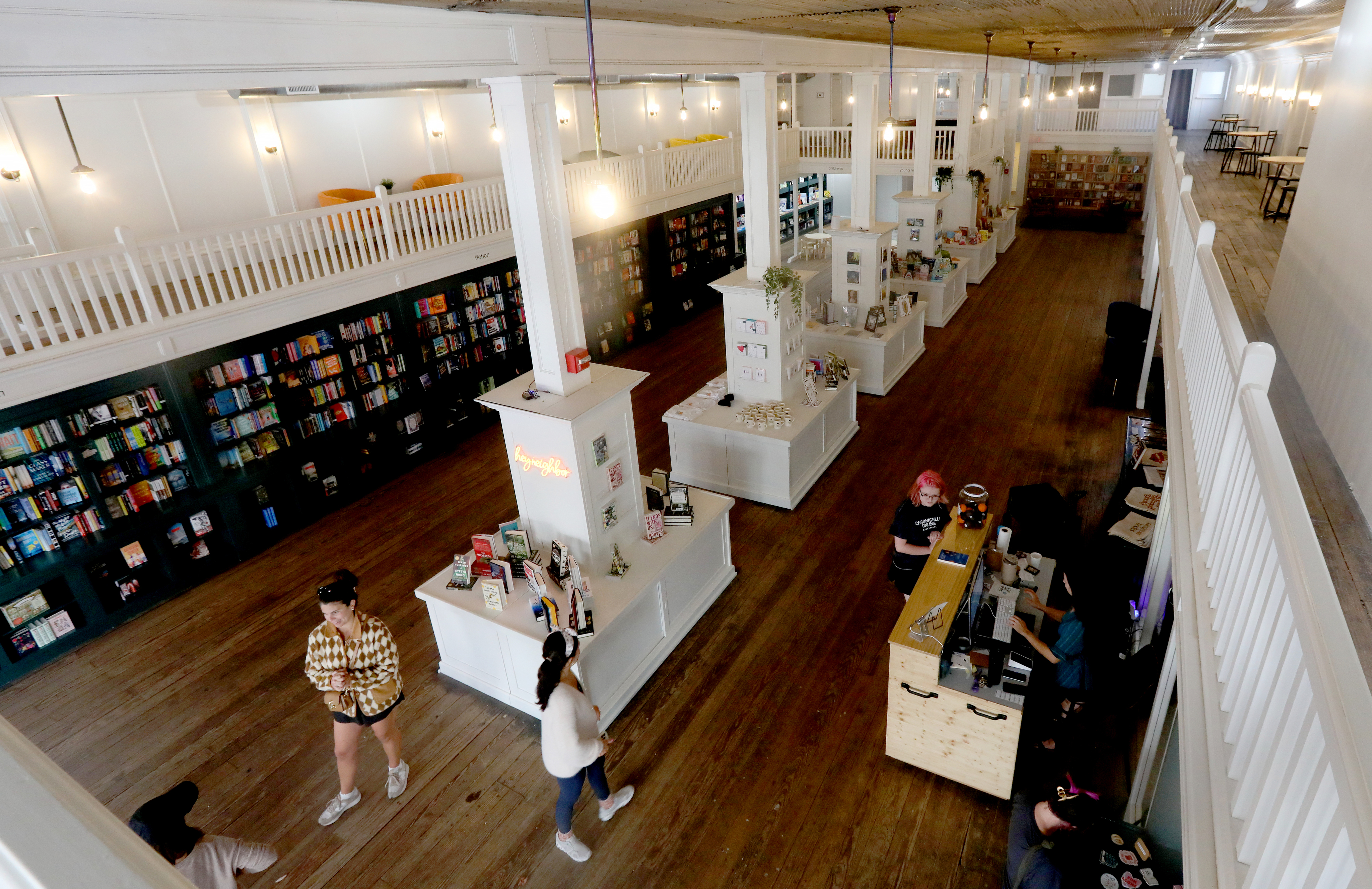 The view from the second floor of Neighbor Books, a new independent bookstore in historic...