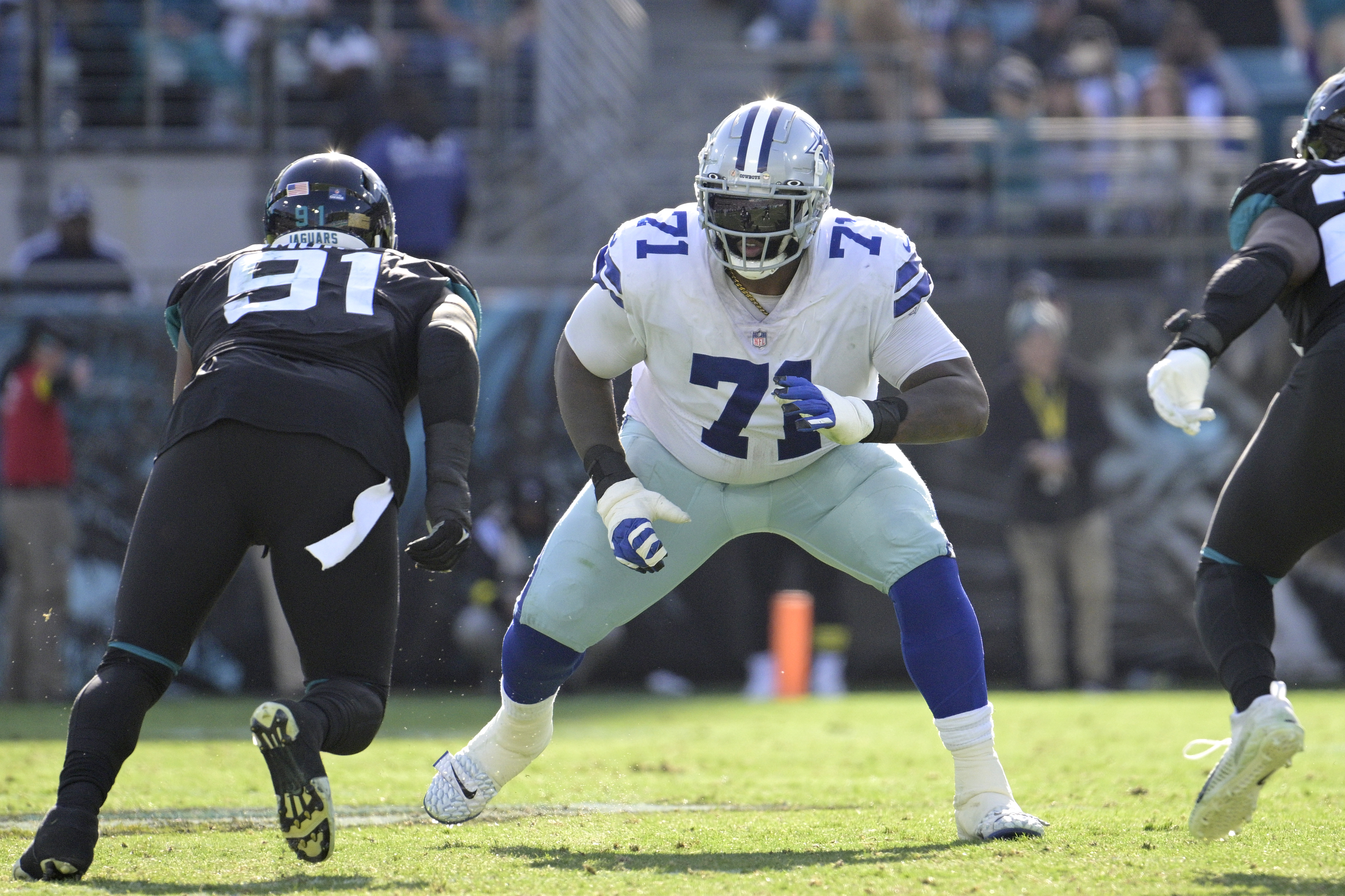 Dallas Cowboys offensive line against the Washington Commanders at