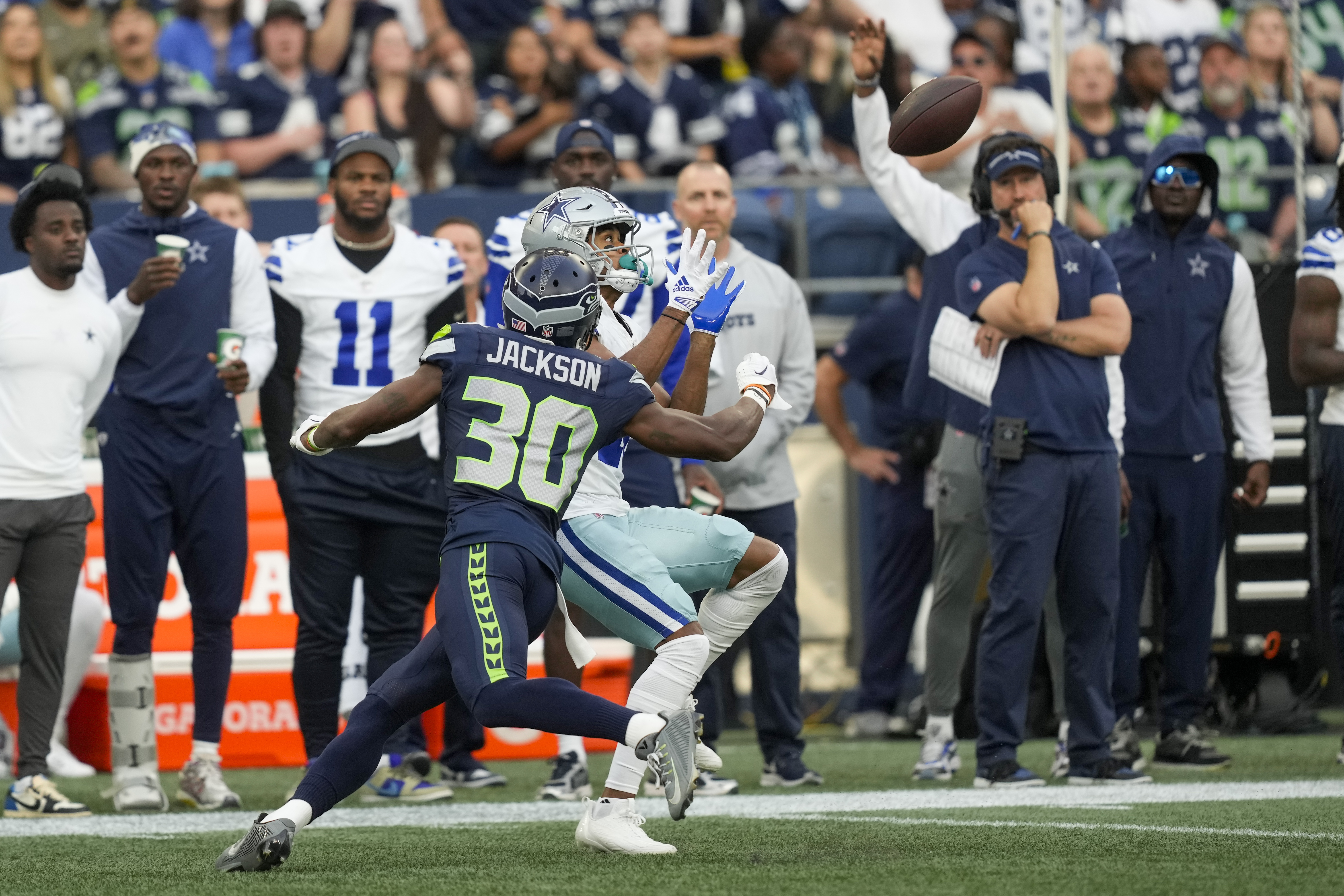 Dallas Cowboys wide receiver Jalen Tolbert (19) during an NFL