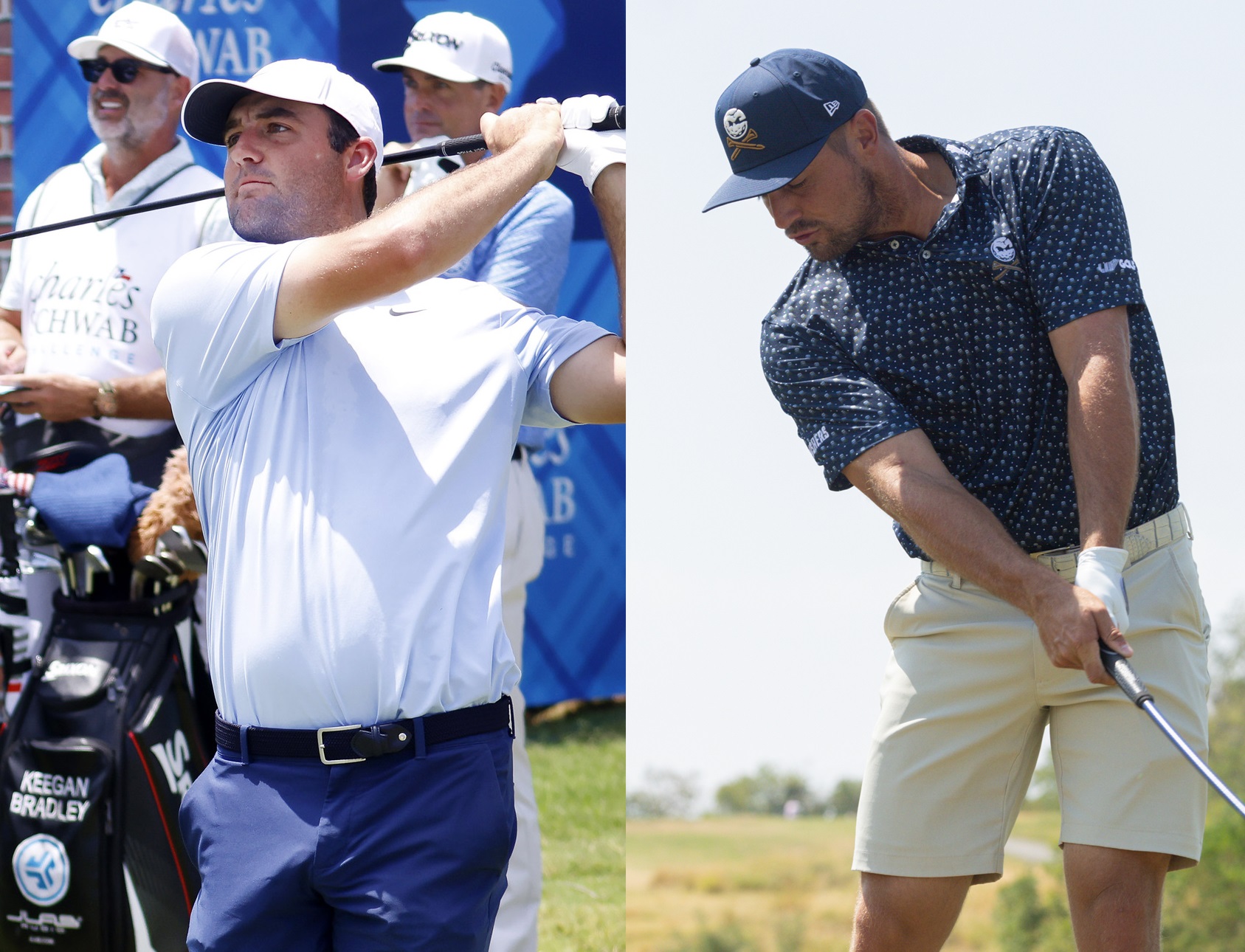 (Left) PGA Tour's Scottie Scheffler; (Right) LIV Golf's Bryson DeChambeau.