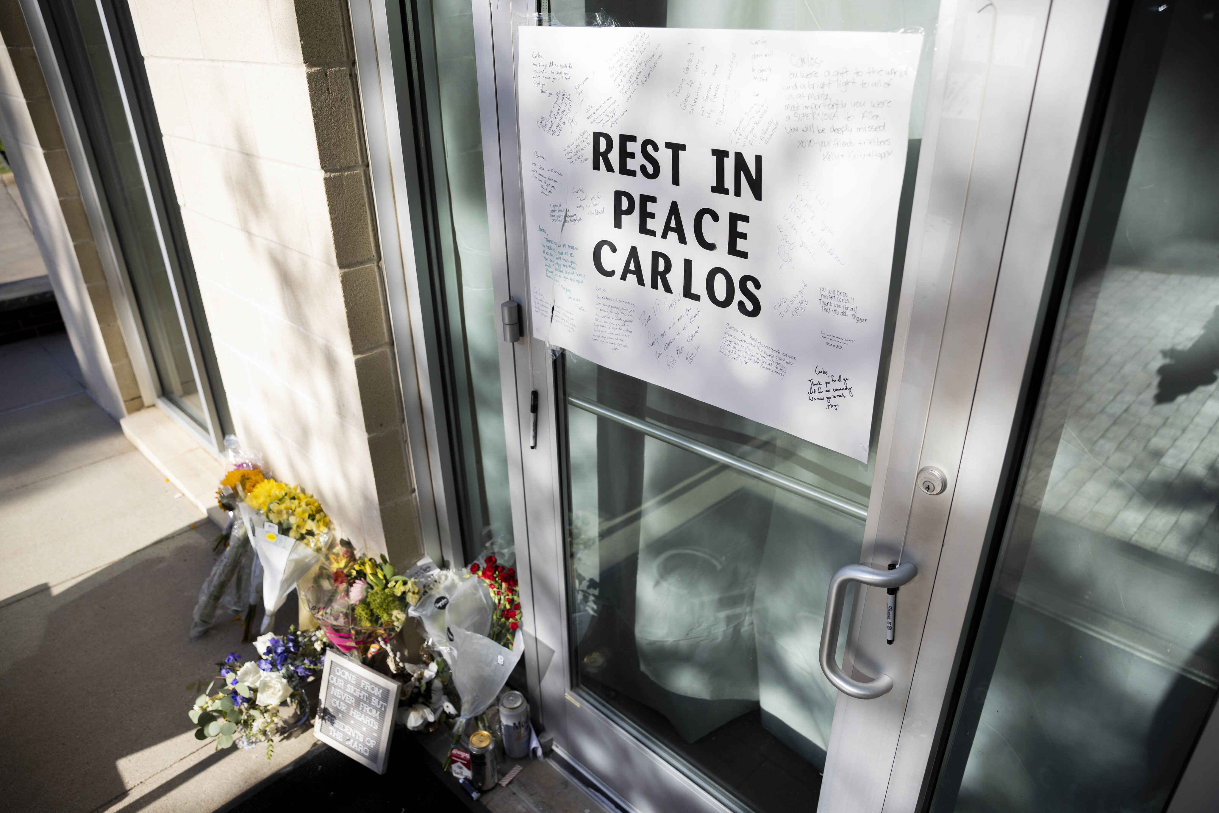 A memorial was setup in honor of Carlos Aybar outside of the Marq at West 7th apartments in...