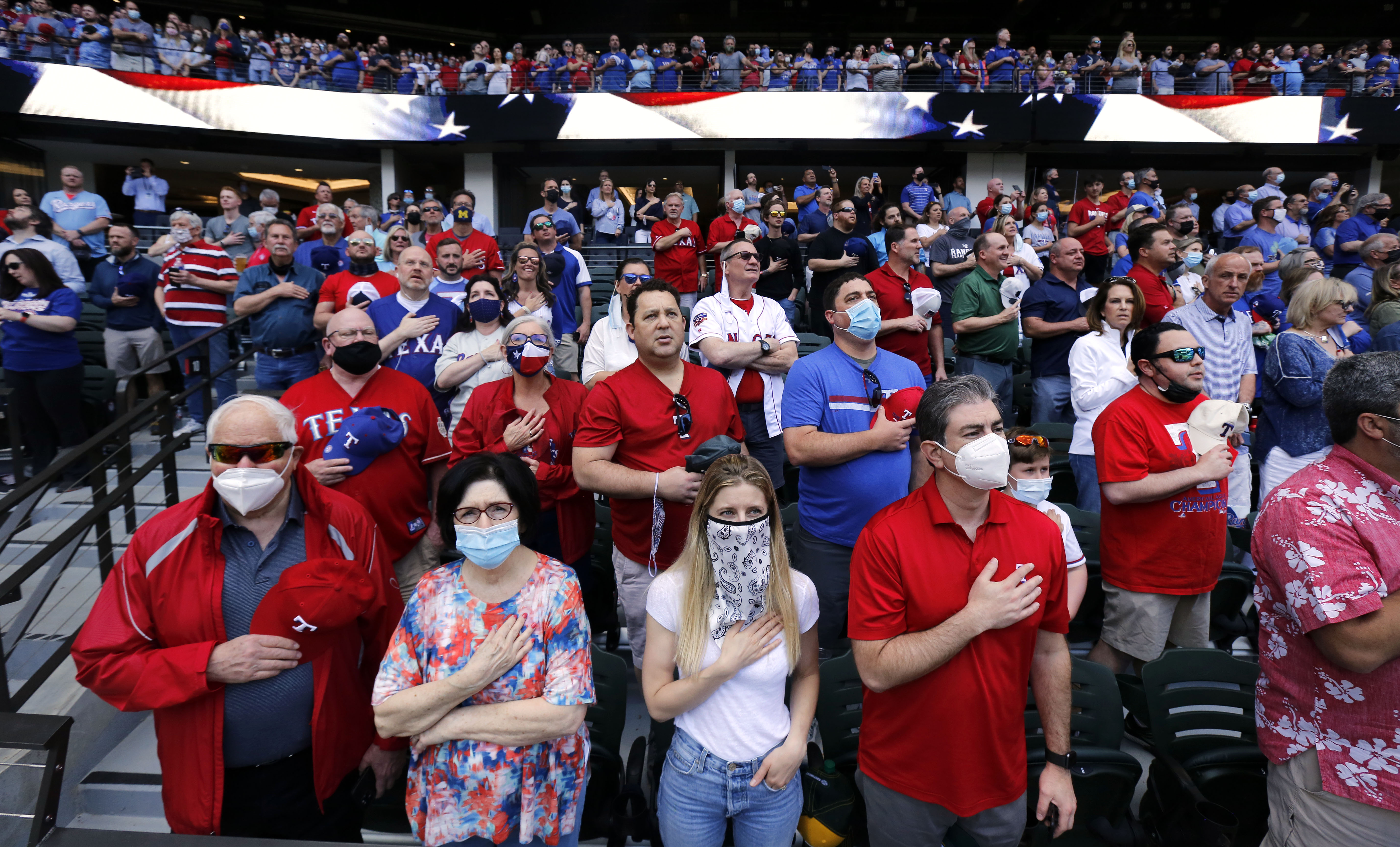 Near-capacity crowd gathers at Globe Life Field as Rangers fans seek return  to normalcy in largest documented event during pandemic