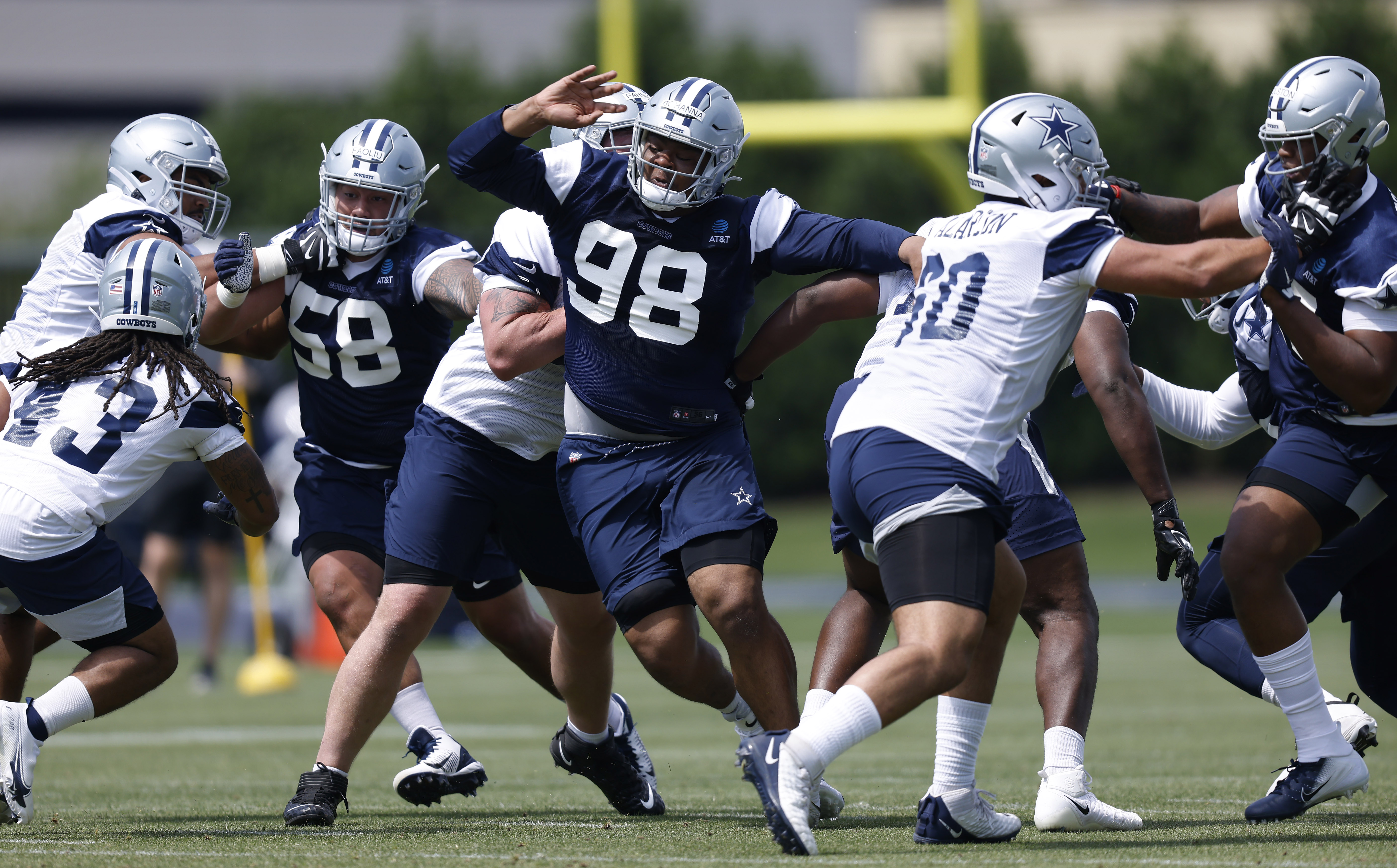 Dallas Cowboys defensive tackle Quinton Bohanna (98) is seen during an NFL  football game against the