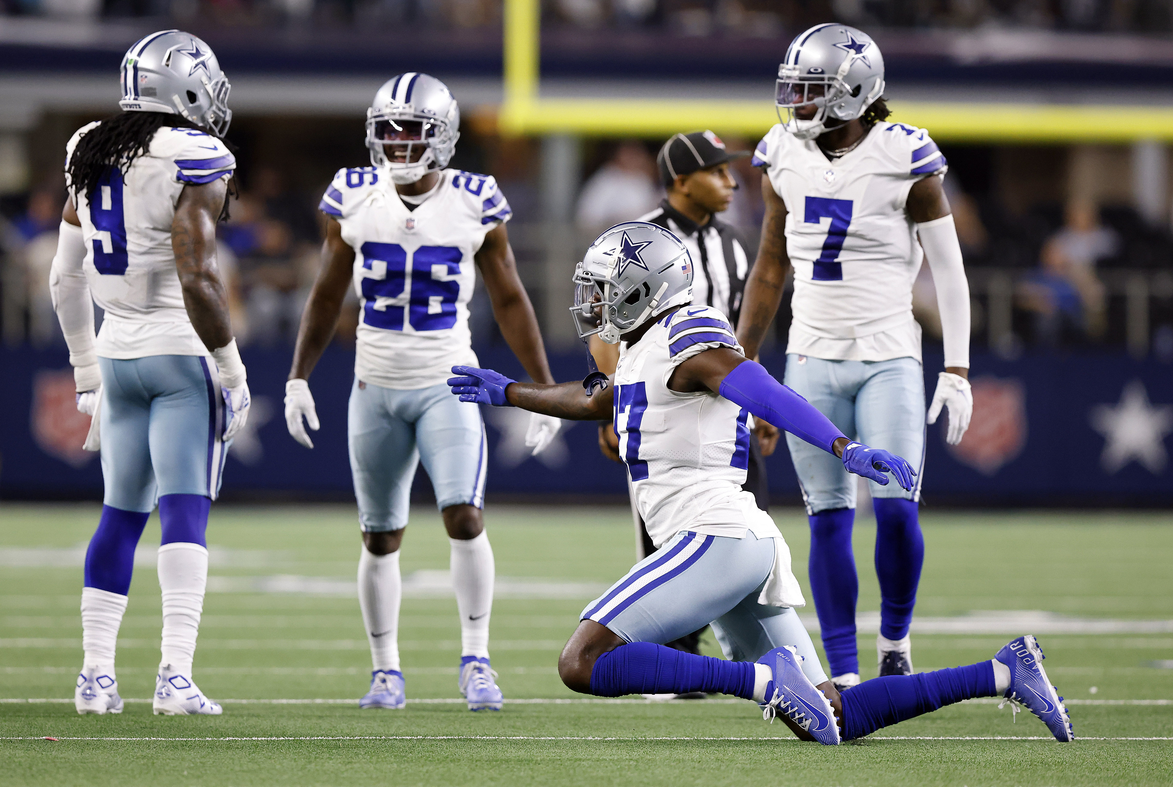 Dallas Cowboys cornerback Mike Jenkins warms up prior to the NFL - NFC  Playoffs football game between the Philadelphia Eagles and Dallas Cowboys  at Cowboys Stadium in Arlington, Texas. Cowboys defeats the