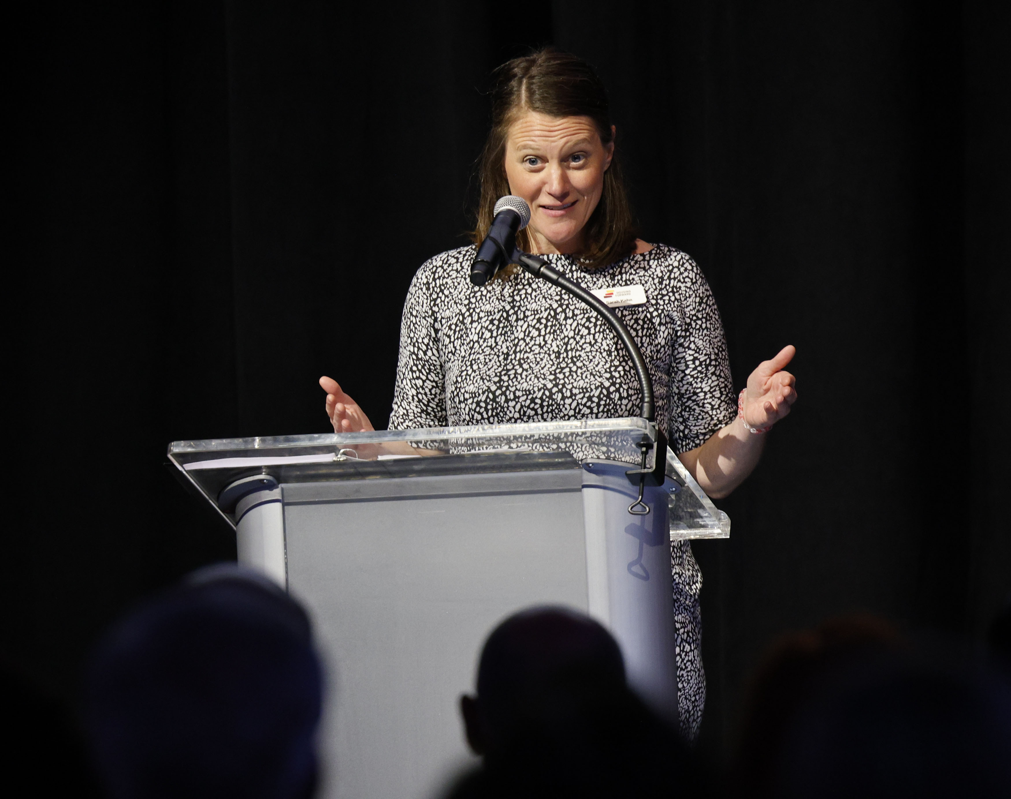 Sarah Kahn, president and CEO of Housing Forward, speaks during the 2024 State of...