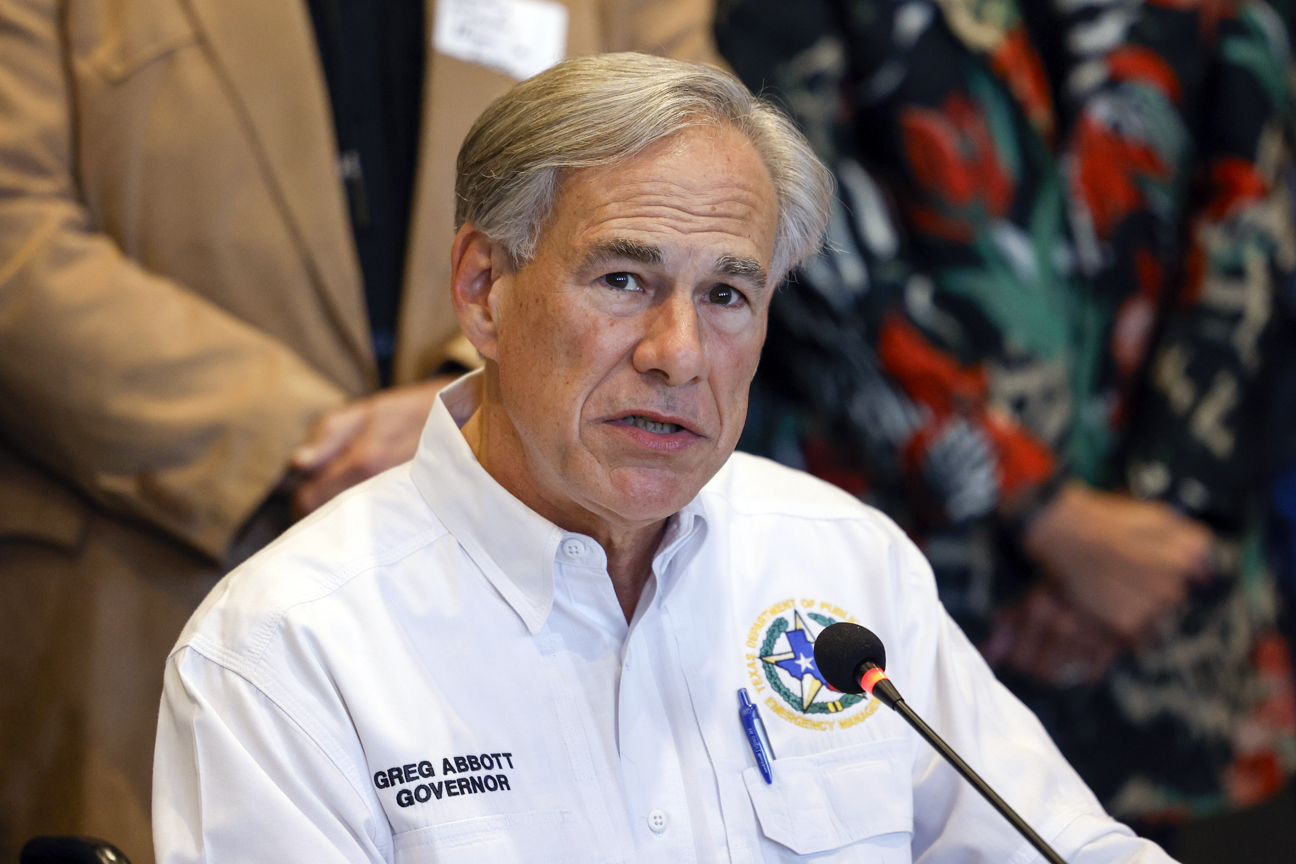 Texas Gov. Greg Abbott speaks during a news conference Friday, March 1, 2024, in Borger, Texas.