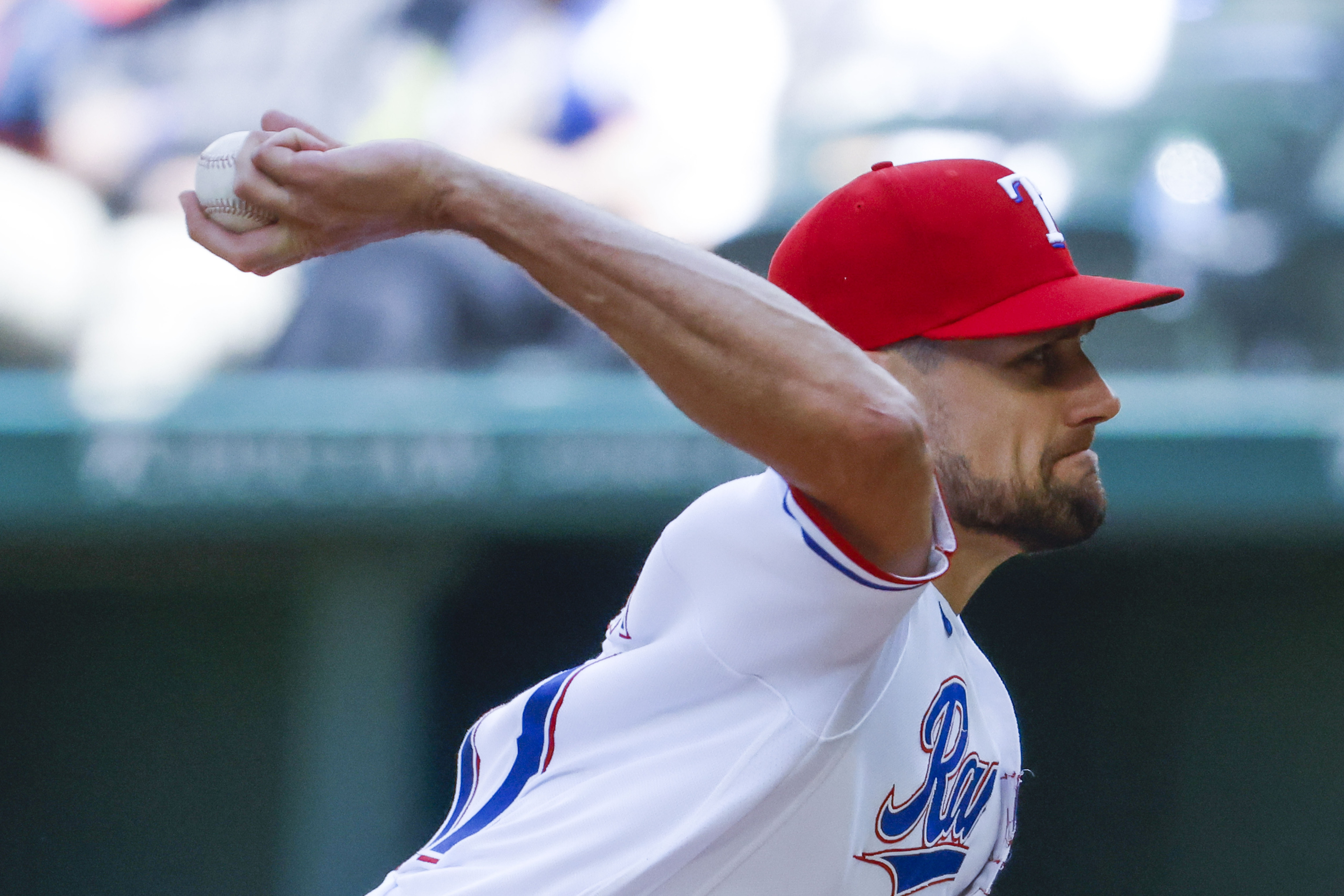 Nathan Eovaldi works around some trouble, picks up the win in Texas Rangers  debut