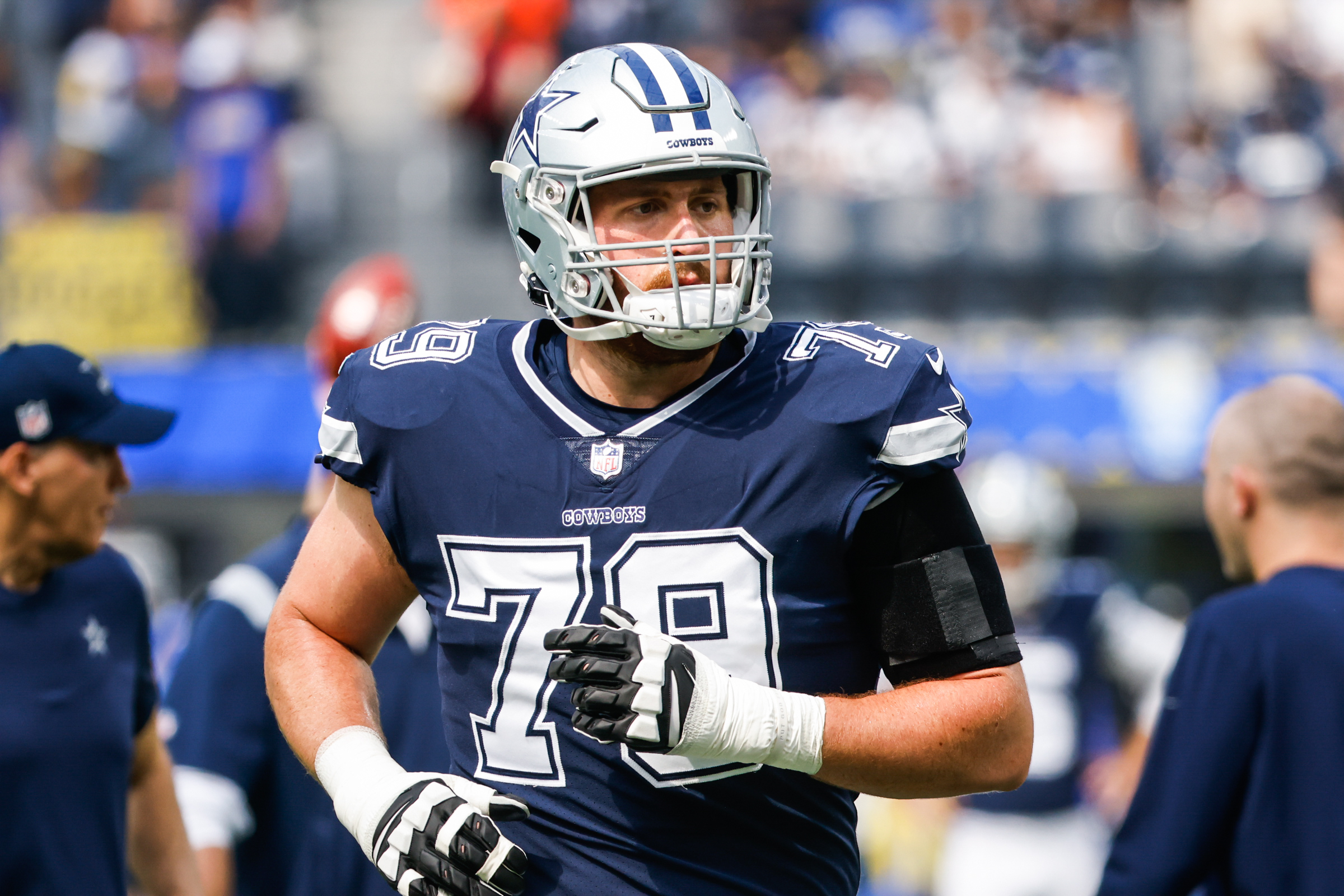 Dallas Cowboys offensive tackle Matt Waletzko (79) warms up before an NFL  football game against the New York Giants, Monday, Sept. 26, 2022, in East  Rutherford, N.J. (AP Photo/Steve Luciano Stock Photo - Alamy