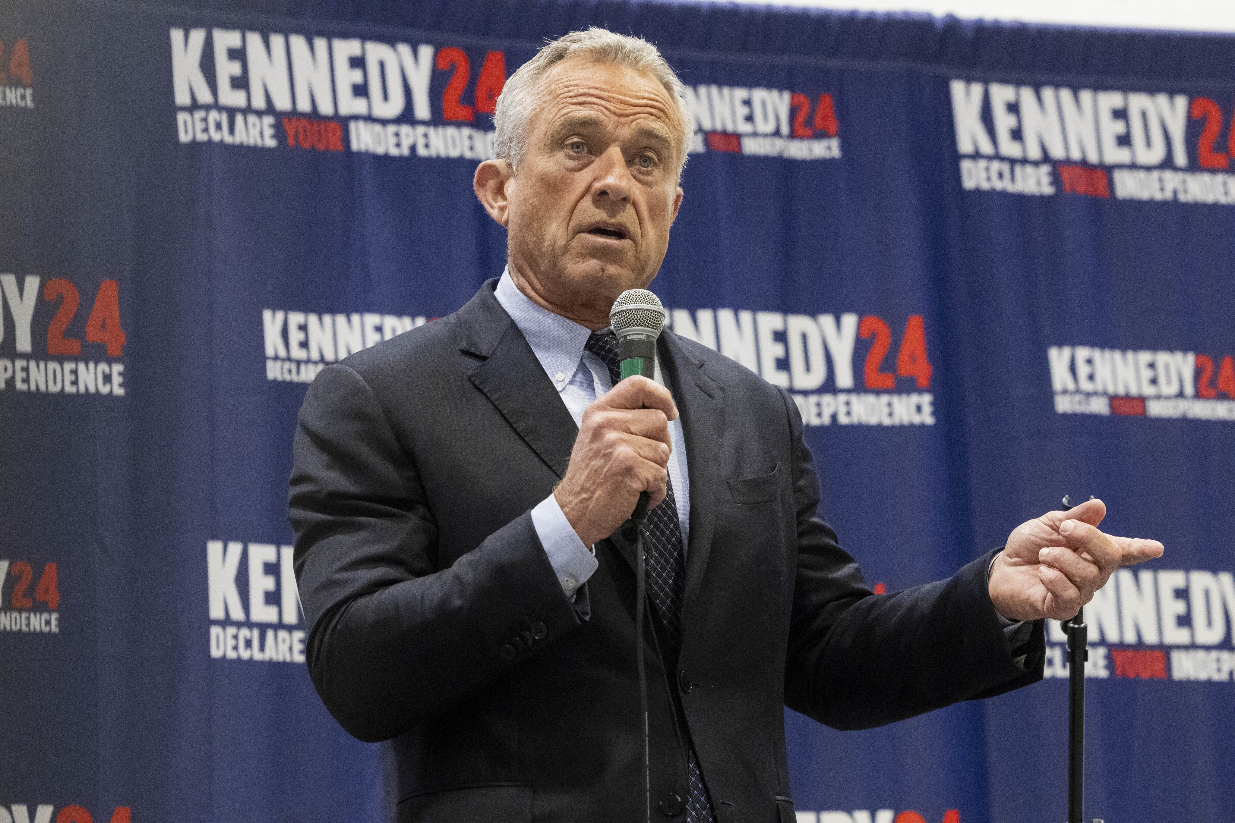 Robert F. Kennedy Jr. spoke during a presidential campaign stop at Dallas College North Lake...