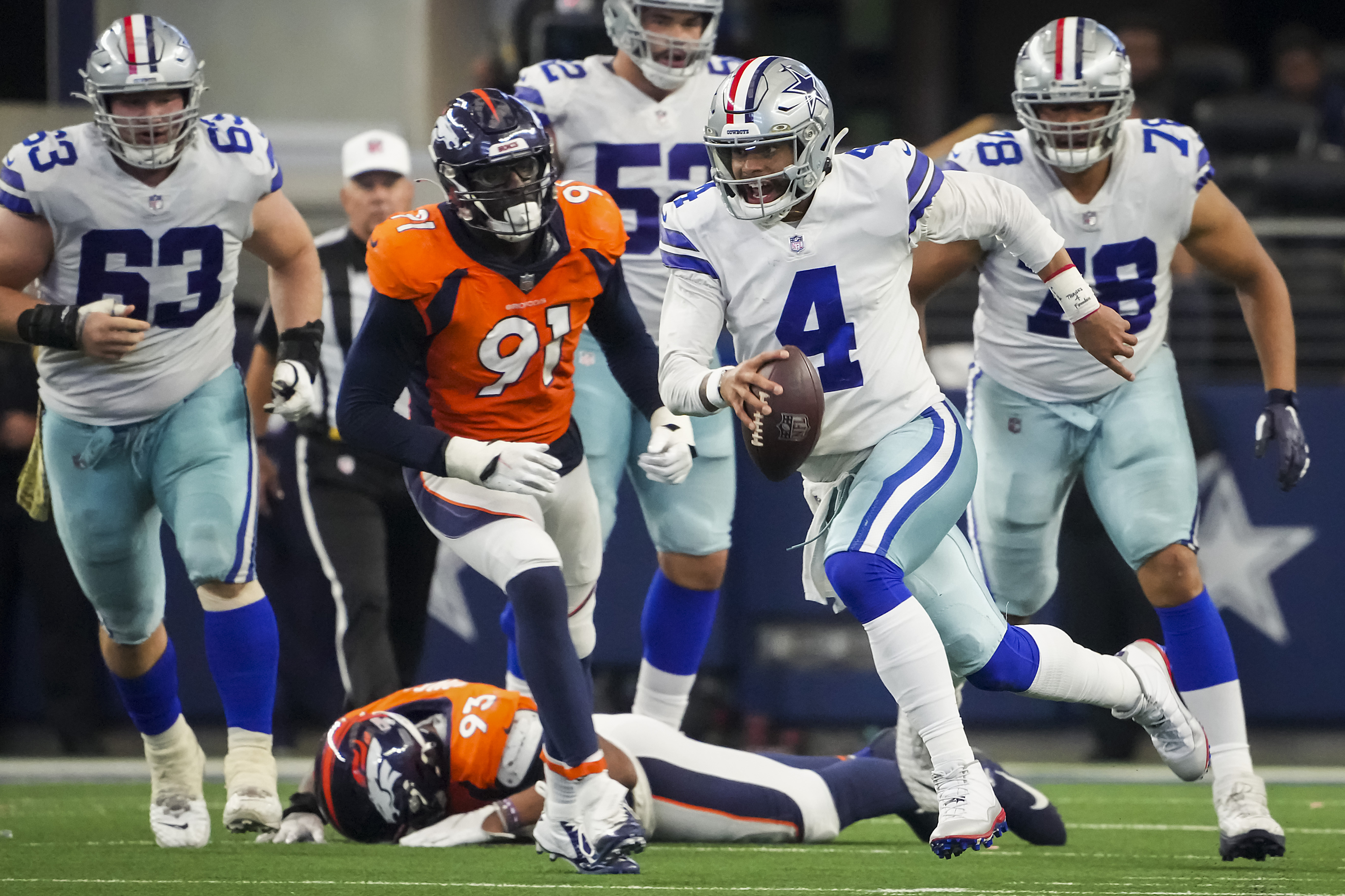 Dallas Cowboys quarterback Dak Prescott (4) is seen during an NFL