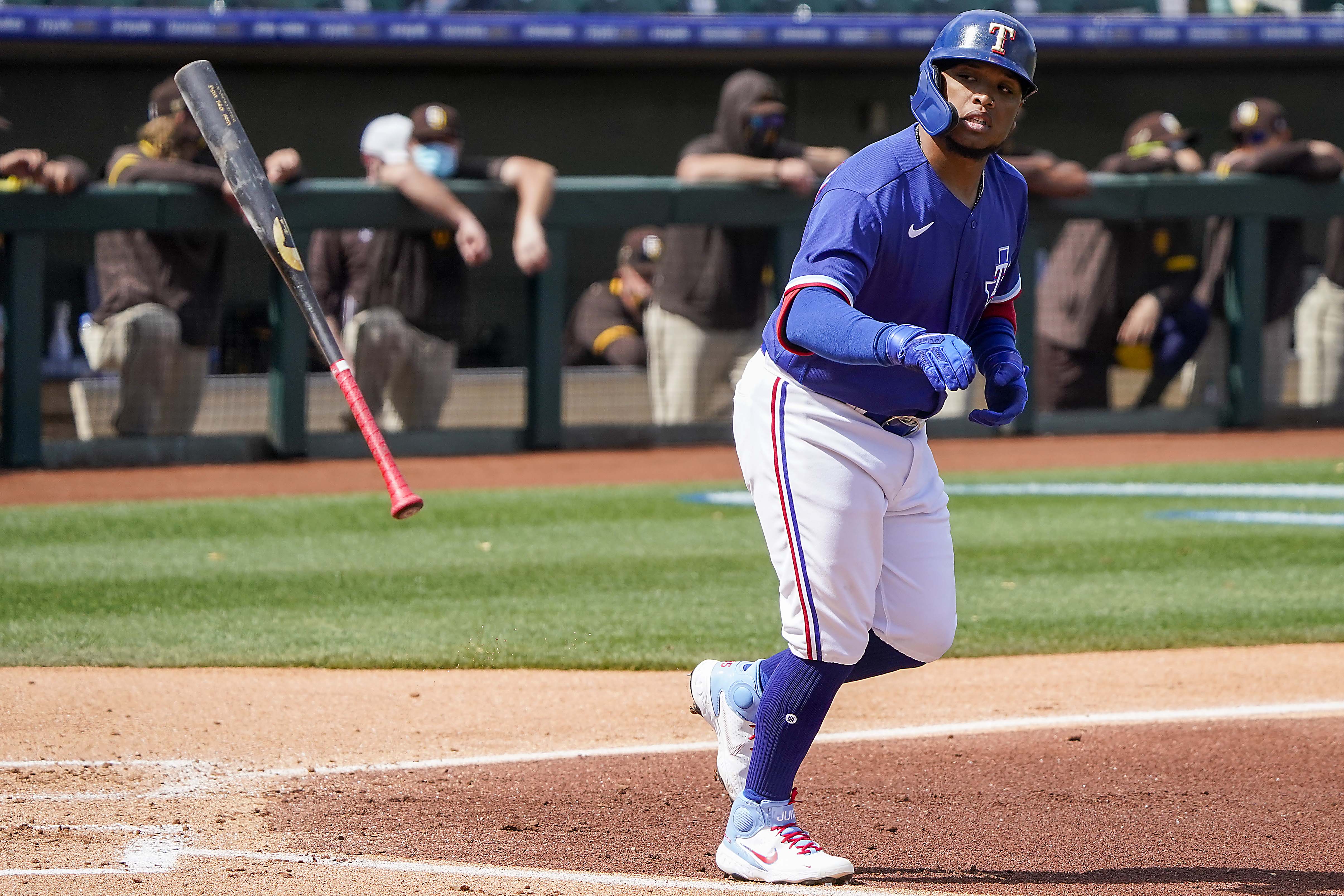 Texas Rangers' Willie Calhoun breaks jaw after being hit by pitch