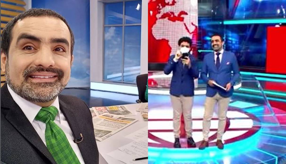 Periodista Fernando Llanos es sorprendido por su hijo en pleno noticiero en vivo. (Foto: Instagram).