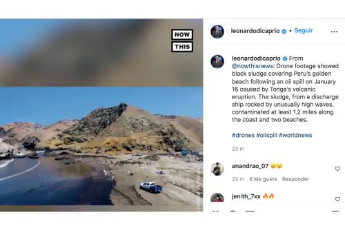 Leonardo DiCaprio publicó a través de Instagram sobre el derrame de petróleo en Ventanilla. (Foto: Captura Instagram)