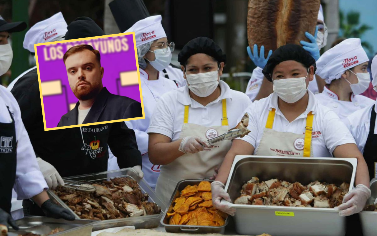 El chef Rodrigo Fernandini y el alcalde de Magdalena del Mar lideran la creación del sándwich de chicharrón más grande del mundo | Foto: Archivo GEC / Composición EC