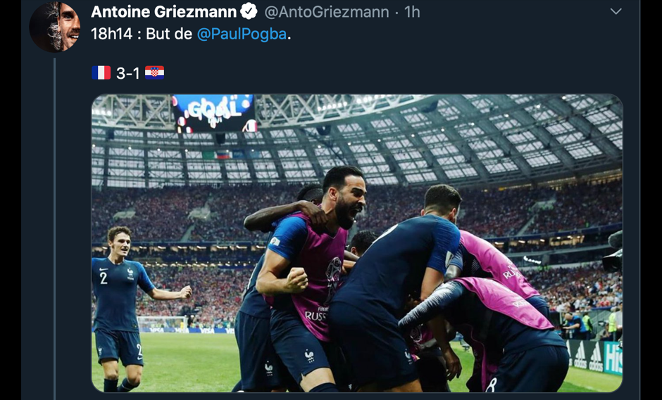 Antoine Griezmann recordó el título de Francia en el mundial Rusia 2018 en redes sociales
