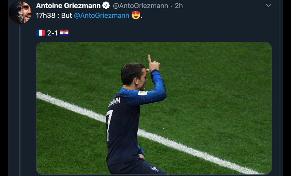 Antoine Griezmann recordó el título de Francia en el mundial Rusia 2018 en redes sociales