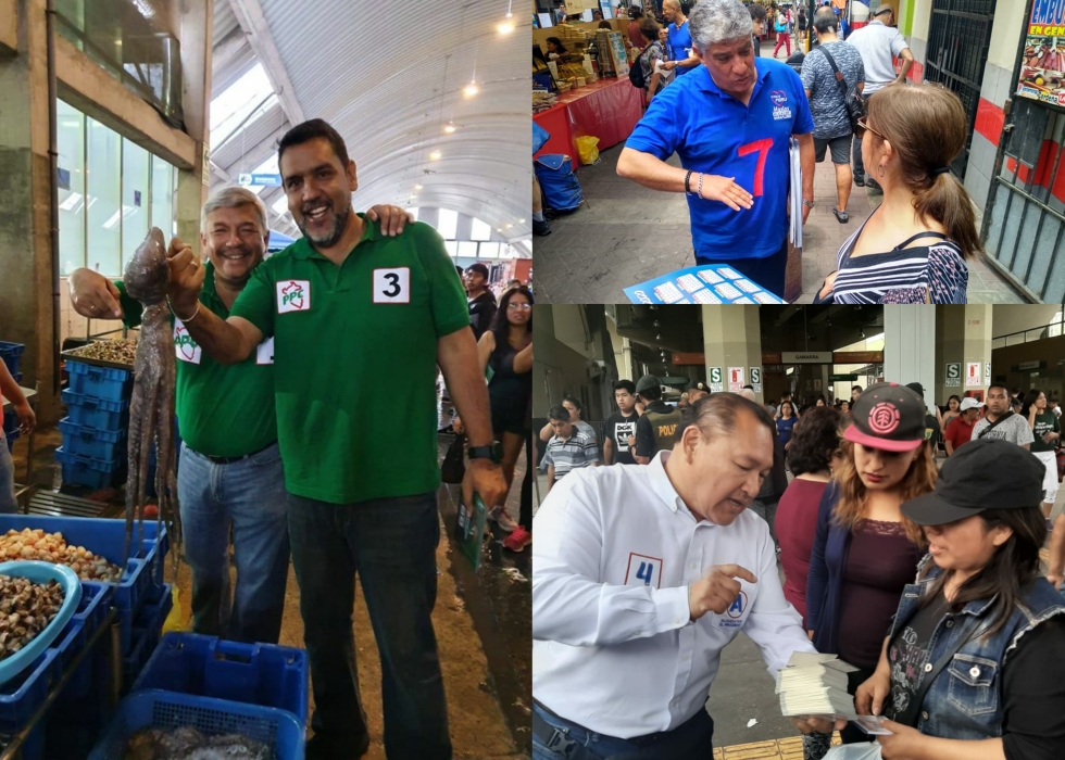 Ex alcaldes distritales de Lima buscan dar el salto a la política nacional en las calles. Así realizan sus campañas Javier Altamirano, Manuel Masías y Antonio Mezarina. (Foto: Facebook)
