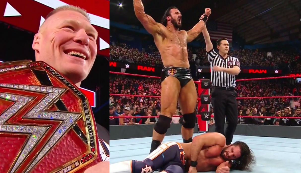 WWE Monday Night Raw Brock Lesnar provoca la caída de Seth Rollins ante Drew McIntyre FOX
