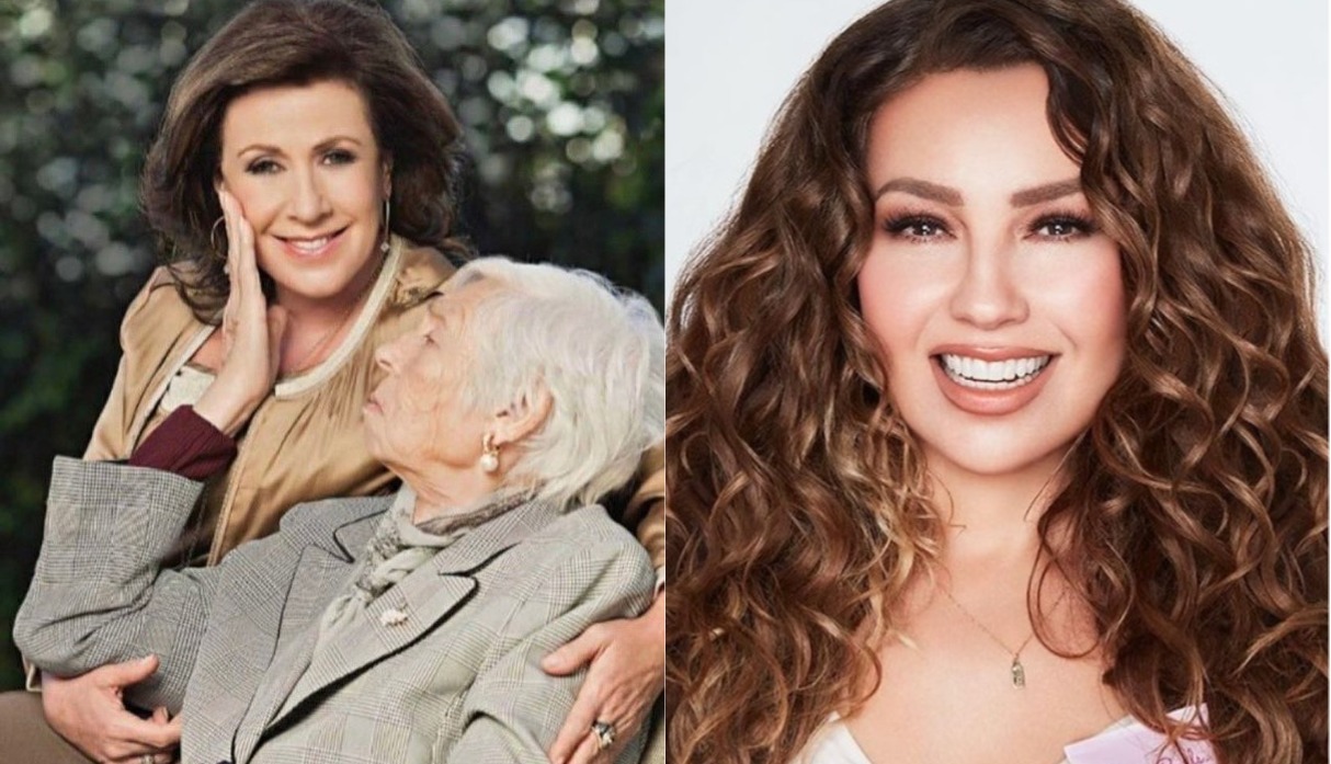 Thalía y Laura Zapata celebraron los 104 años de su abuela Eva Mange. (Foto:@thalia/@laurazapataoficial)