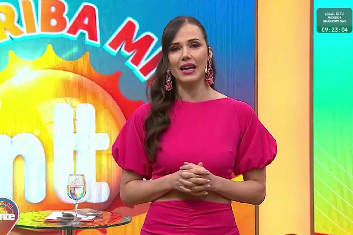 Maju Mantilla reapareció en la conducción de "Arriba mi gente" tras dos días de ausencia. (Foto: Captura de video EC)