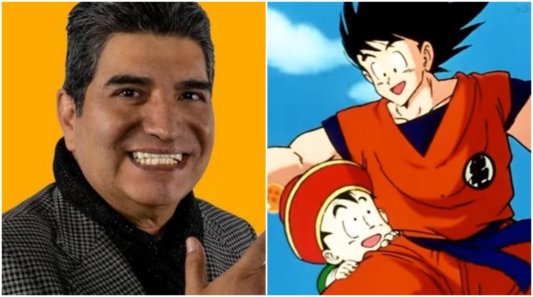 A la izquierda, Ricardo Silva Elizondo, quien trabajó como cantante y actor de doblaje para importantes series. A la derecha, Gokú y Gohan en el opening de "Dragon Ball Z"; cantado por Silva para América Latina. (Fotos: @ricsilvaing/ Toei Animation).